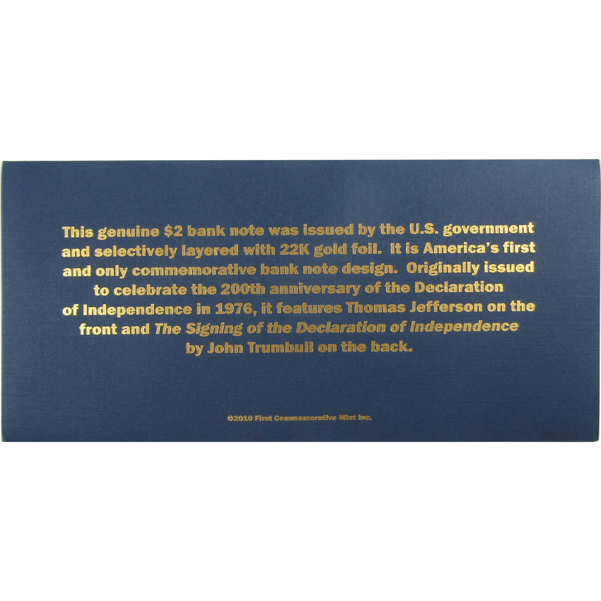 2009 $2 Federal Reserve Note 22 Karat Gold Foil Edition SKU:CPC9396