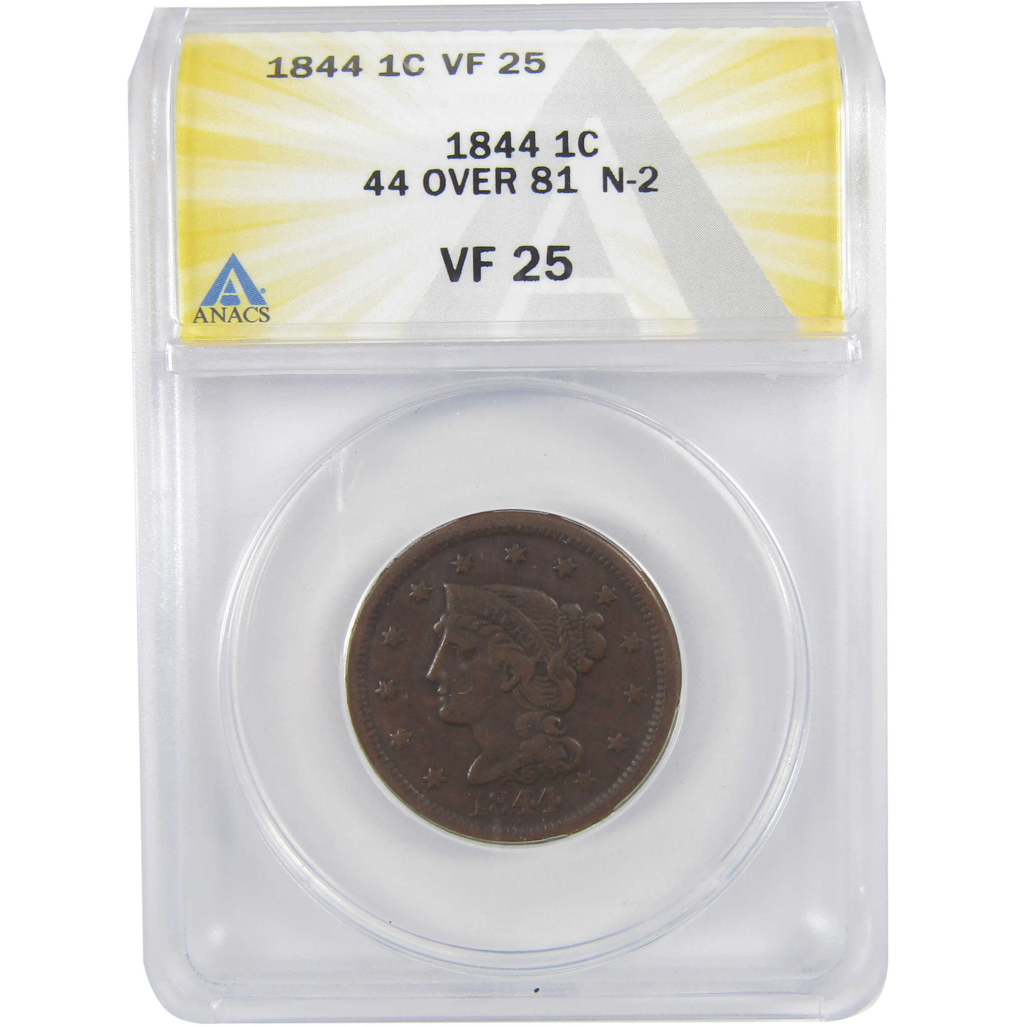1844/81 N-2 Braided Hair Copper Large Cent VF 25 ANACS SKU:I25649