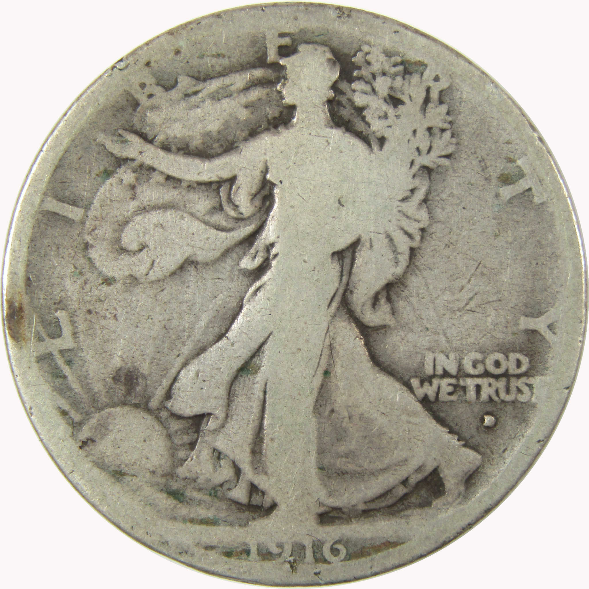 1916 D Liberty Walking Silver 50c G Good Details 50c CoinSKU:CP1472