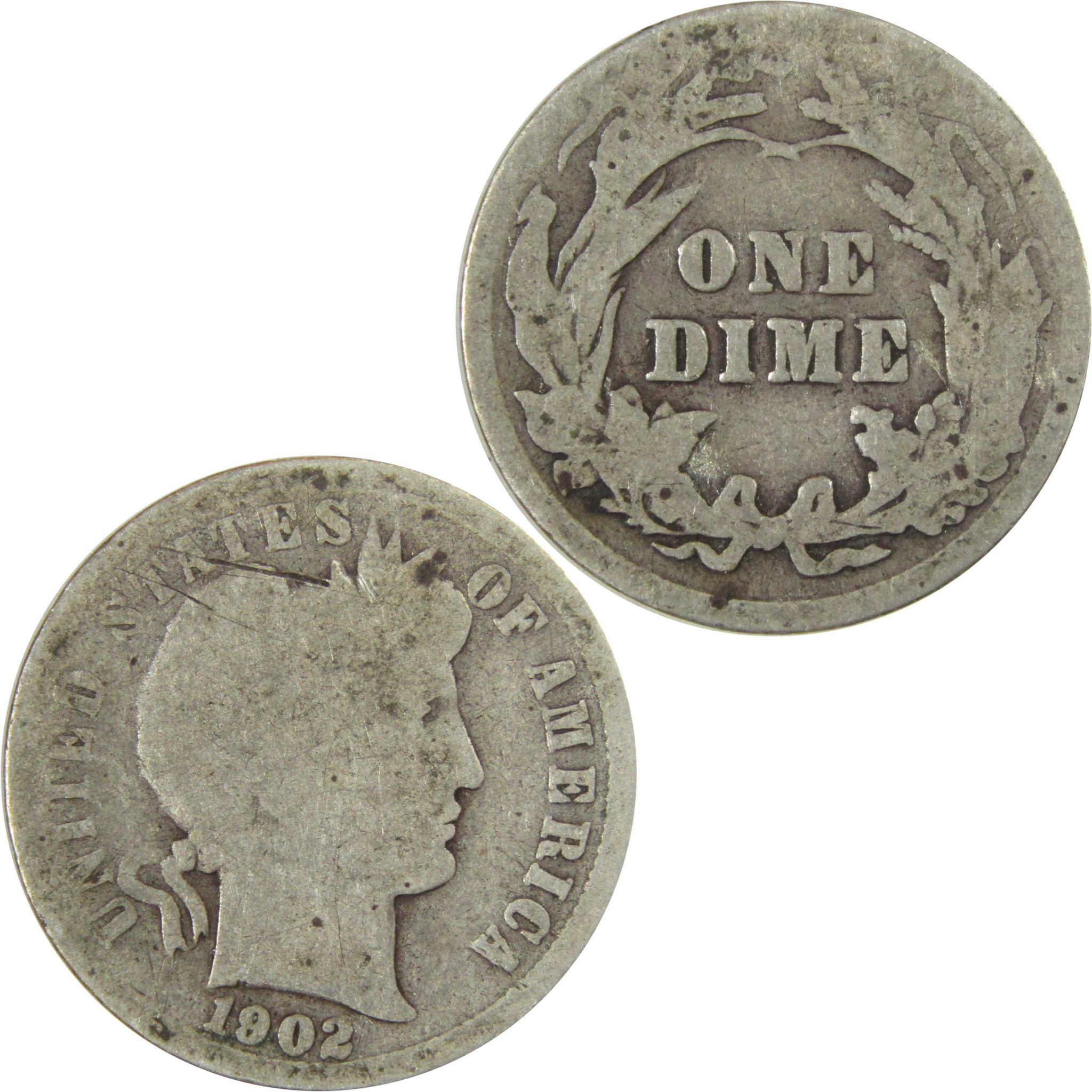 1902 Barber Silver Dime AG About Good 10c Coin Collectible SKU:CP721