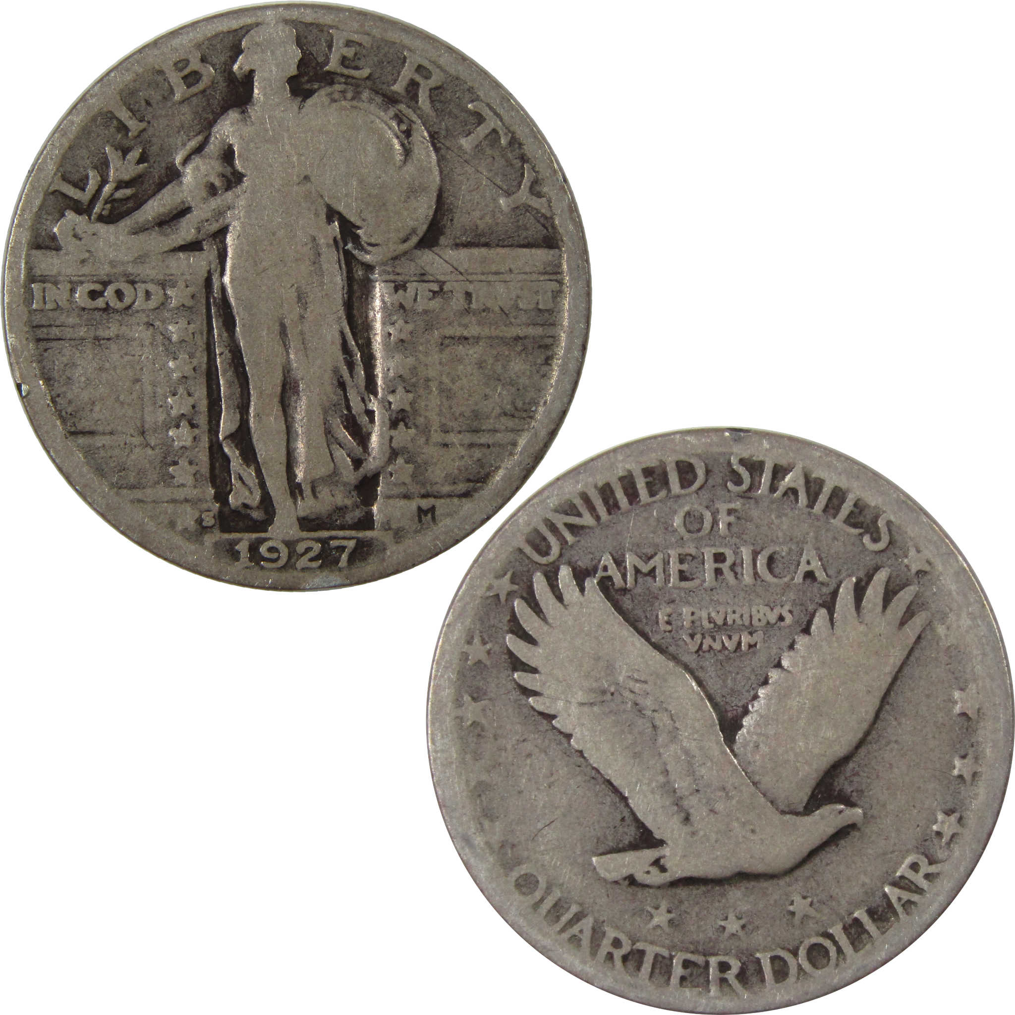 1927 S Standing Liberty Quarter G Good Silver 25c Coin SKU:I23461