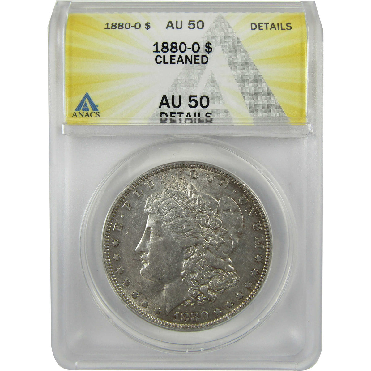 1880 O Morgan Silver Dollar AU 50 Details ANACS $1 Coin SKU:I28563
