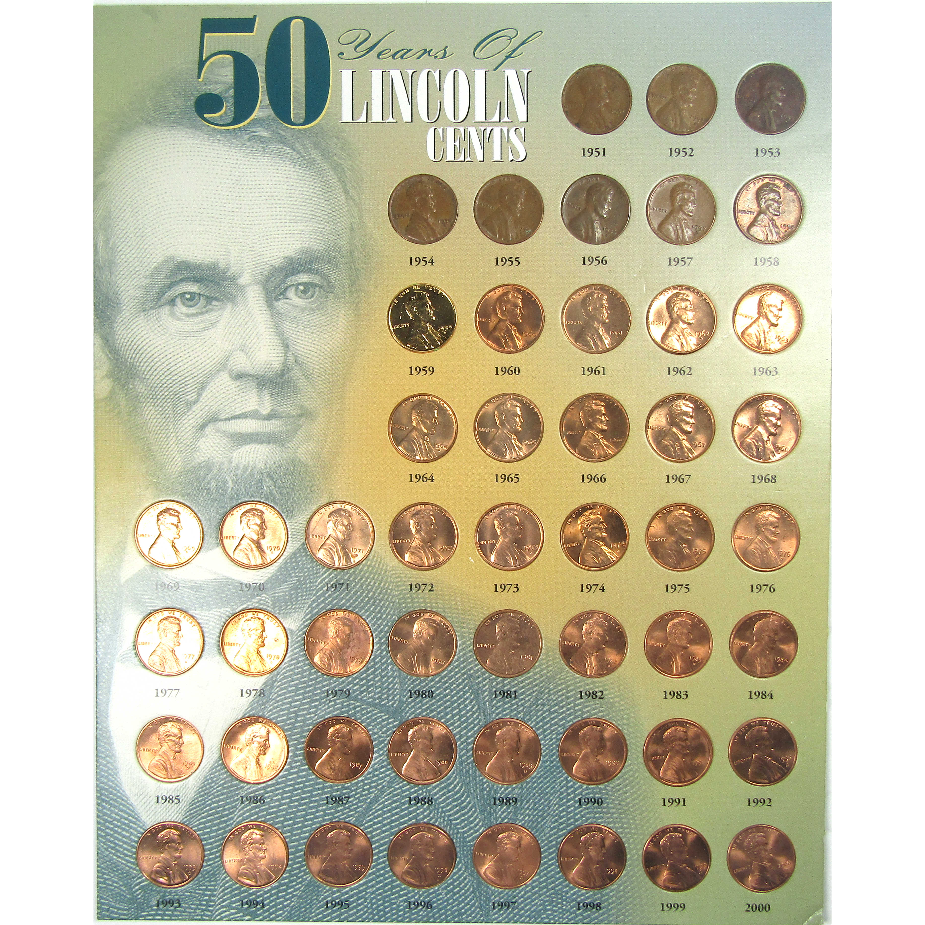 50 Years of Lincoln Cents 1951-2000 50 Coin Set SKU:CPC9326