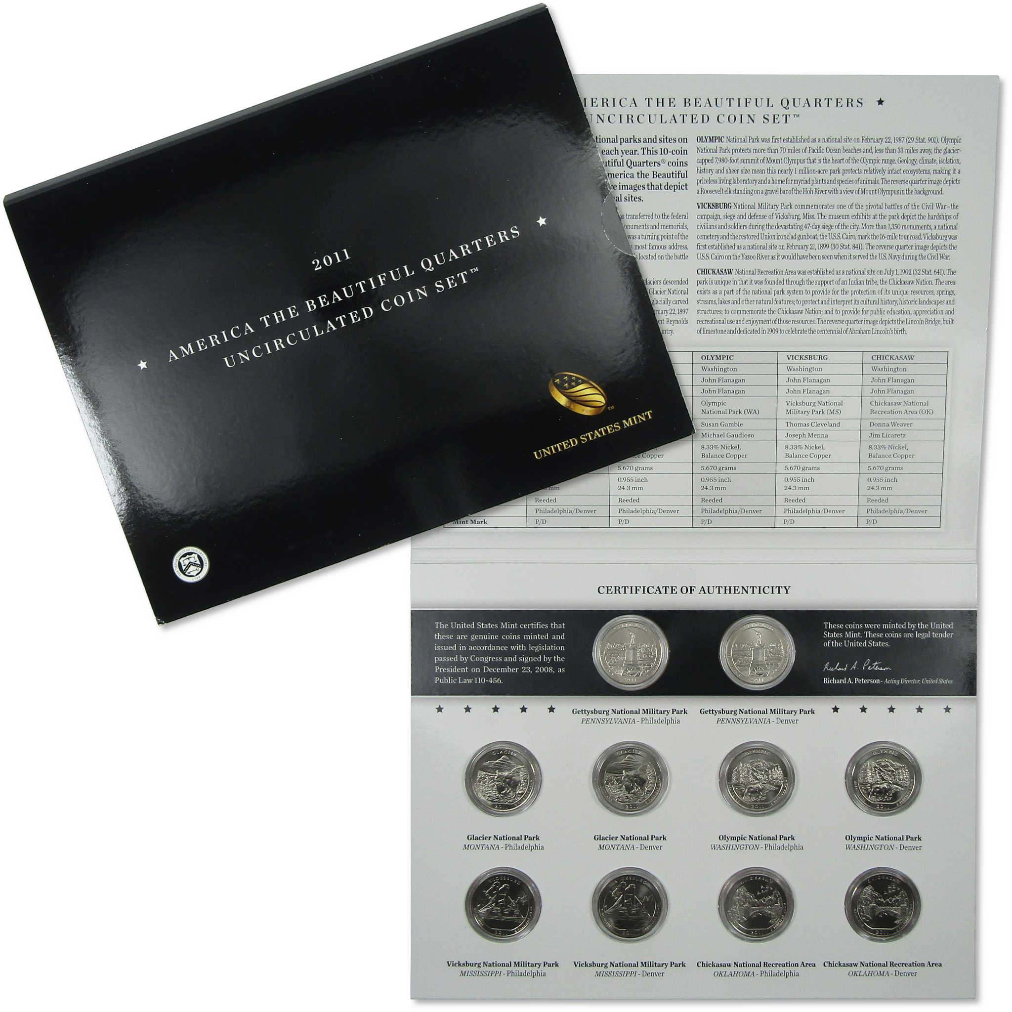 2011 America the Beautiful Quarters Uncirculated Coin Set SKU:CPC8524