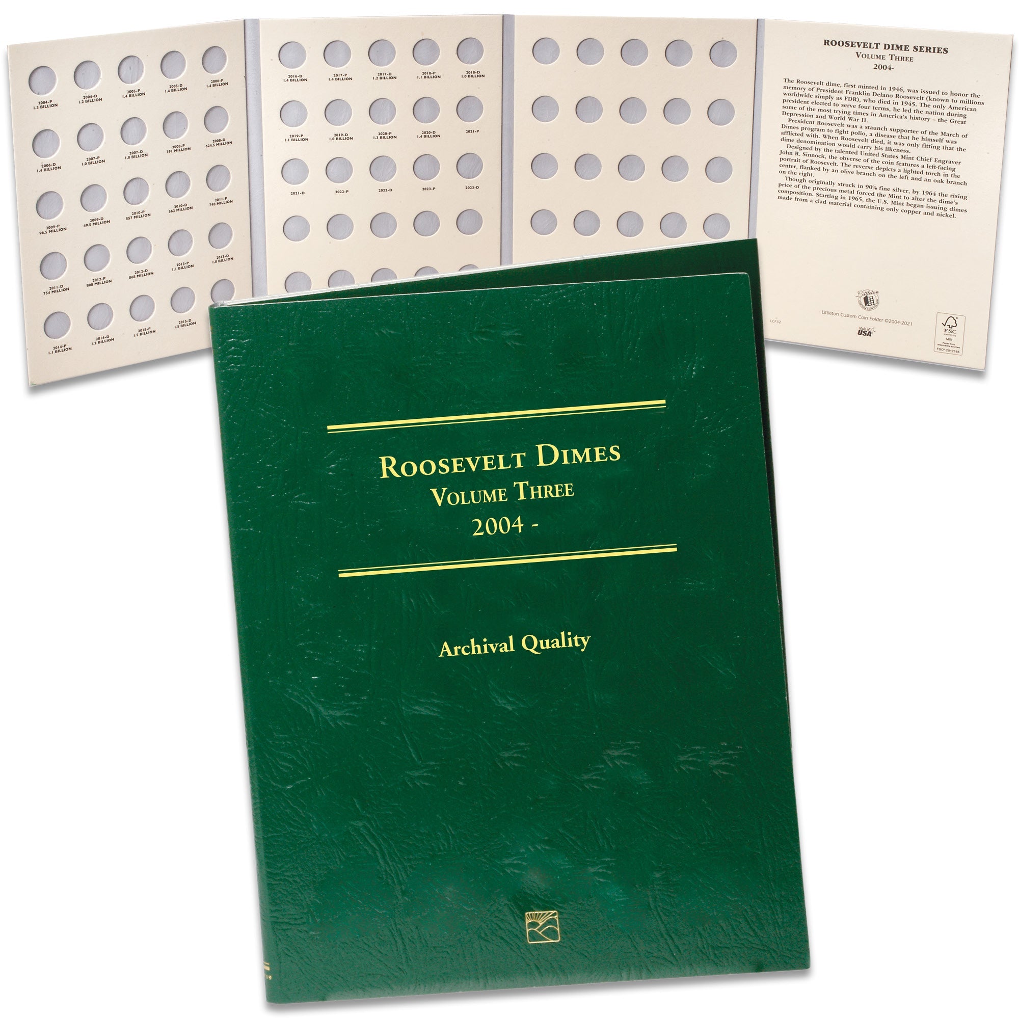 2004-Date Roosevelt Dime Folder Volume 3 Littleton Coin Company