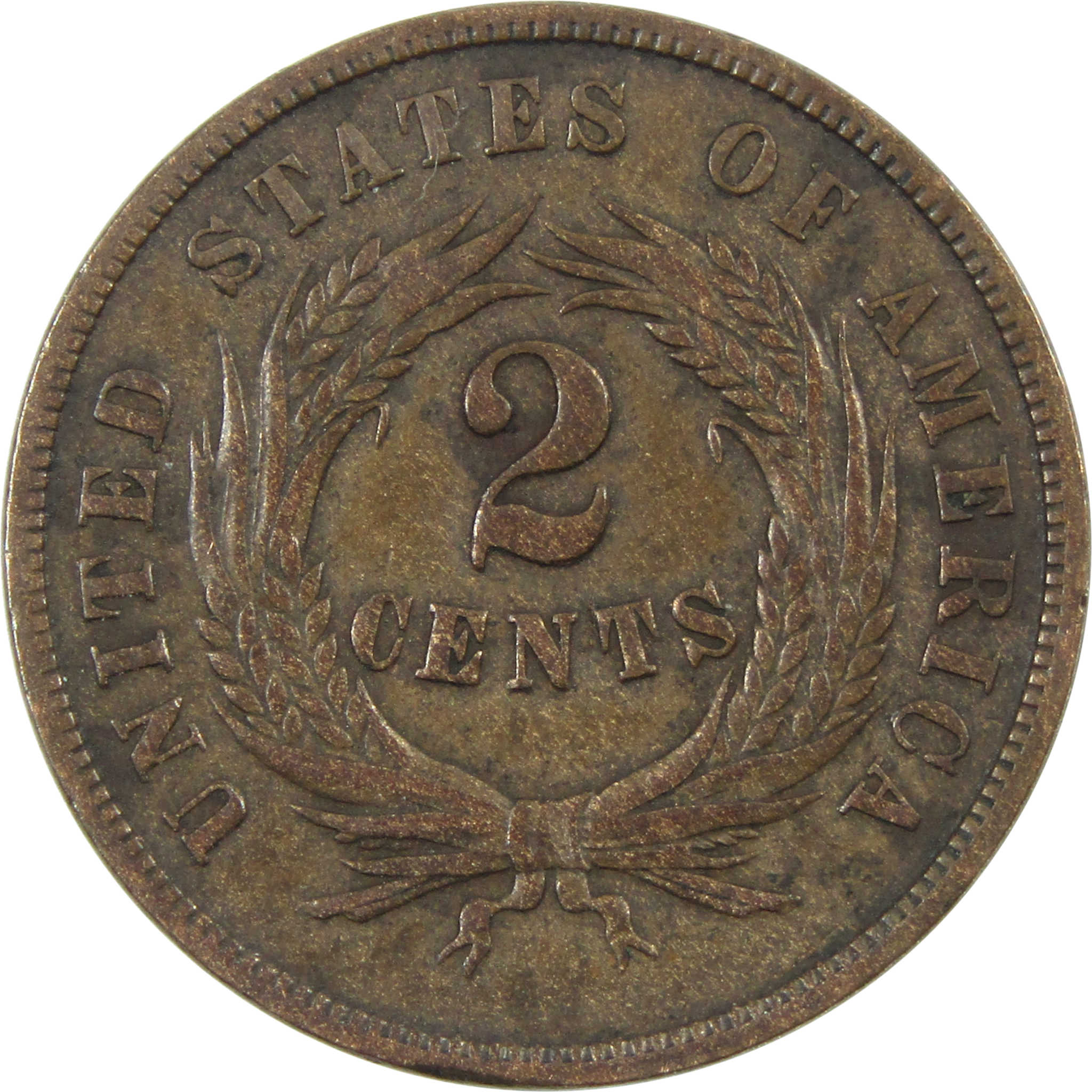 1865 Two Cent Piece VF Very Fine 2c Coin SKU:I13861