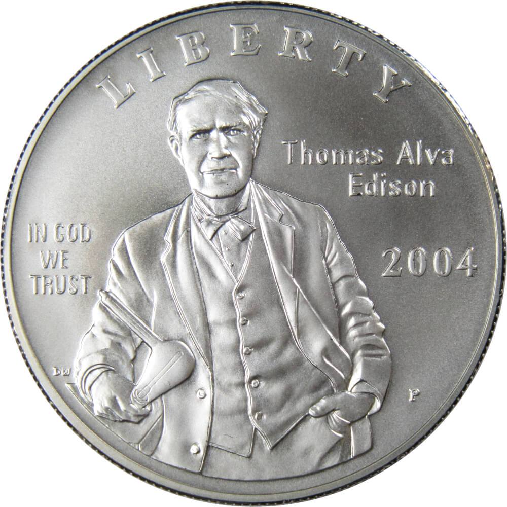 Thomas Alva Edison Commemorative Dollar 2004 P BU Uncirculated Silver