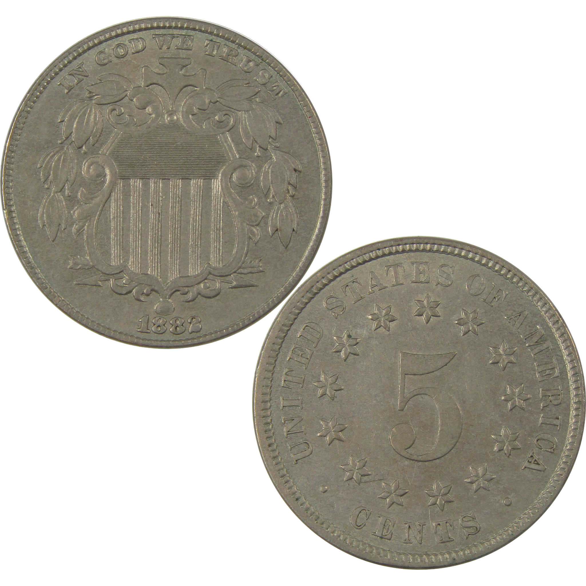 1882 Shield Nickel AU About Uncirculated 5c Coin SKU:I21205