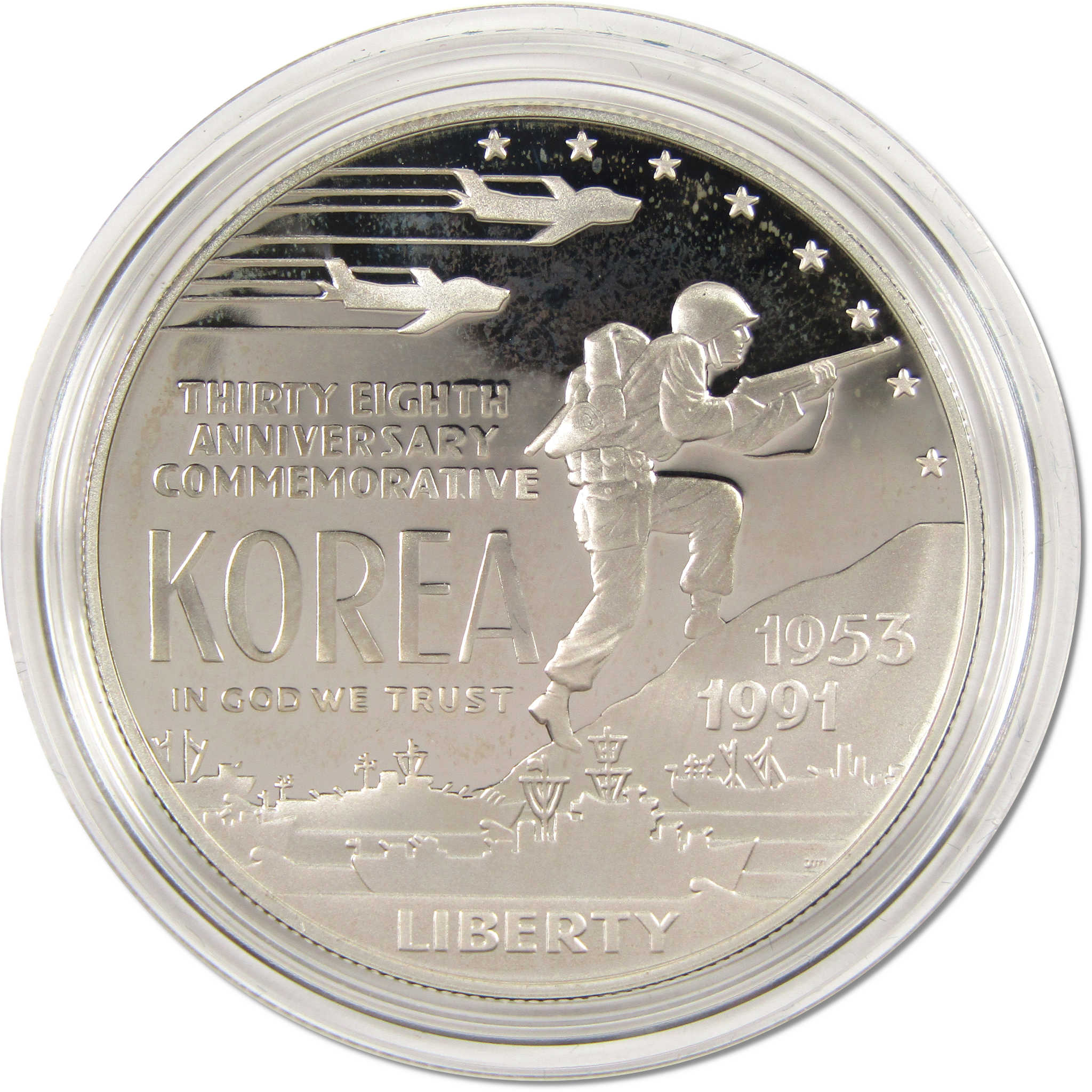 Korean War Memorial Commemorative Dollar 1991 P Proof Silver OGP COA