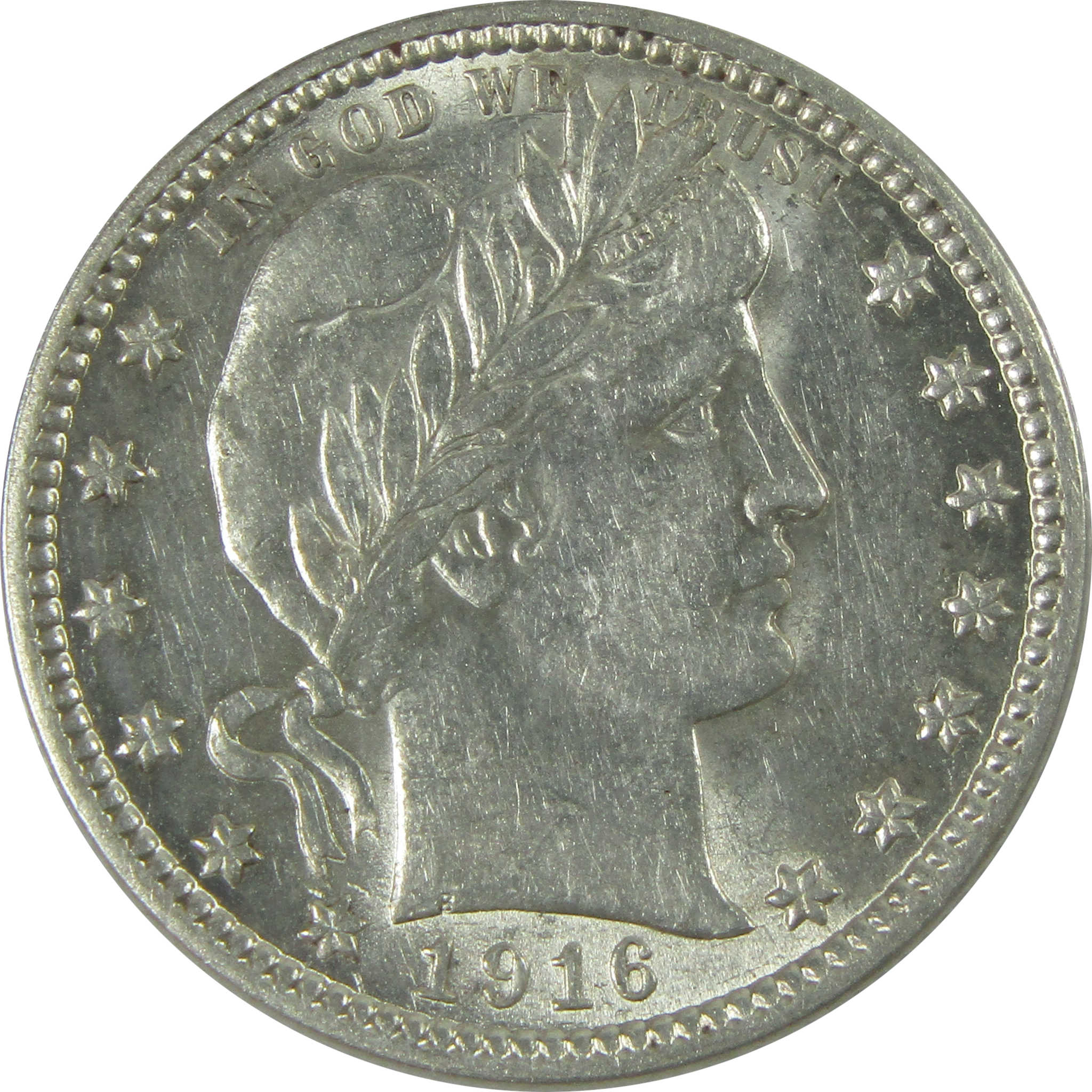 1916 D Barber Quarter Borderline Uncirculated Silver 25c Coin