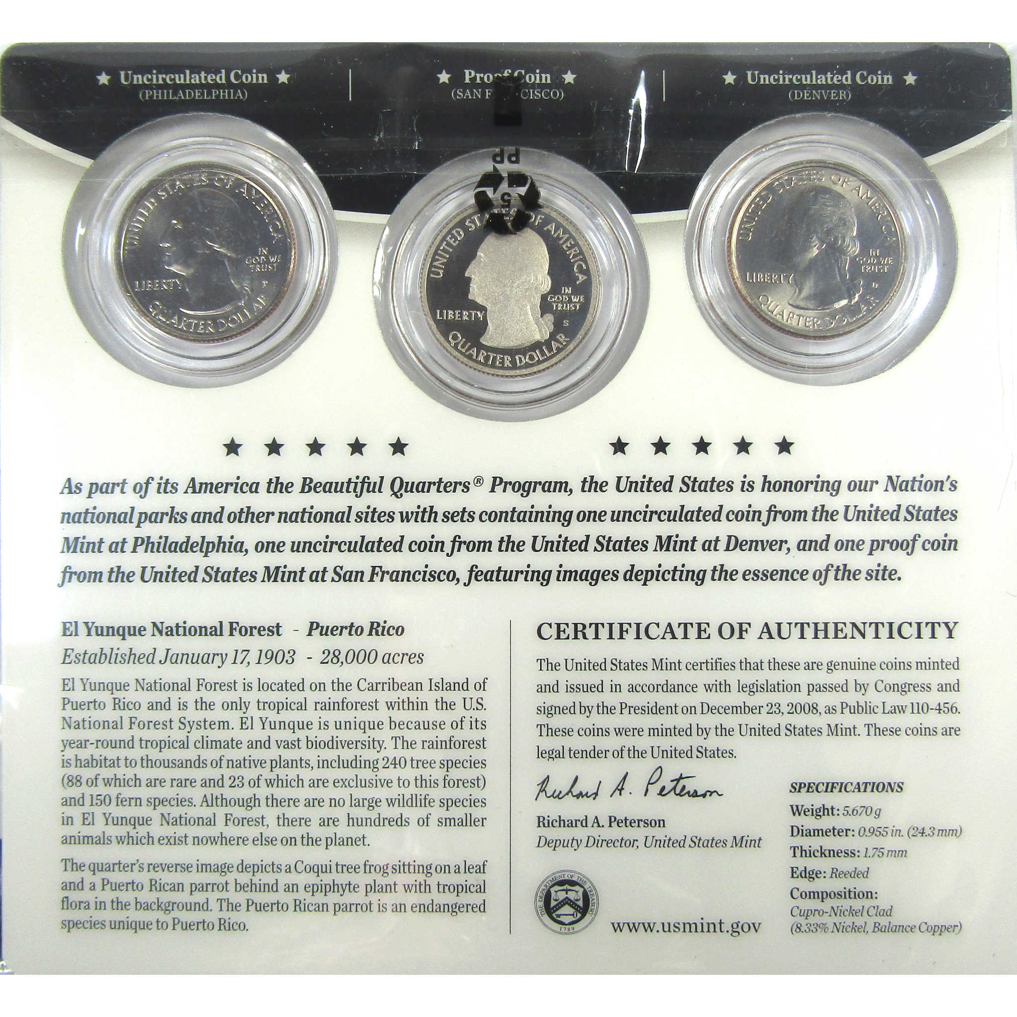 2012 P D S El Yunque NF National Park Quarter 3 Piece Set SKU:CPC9016