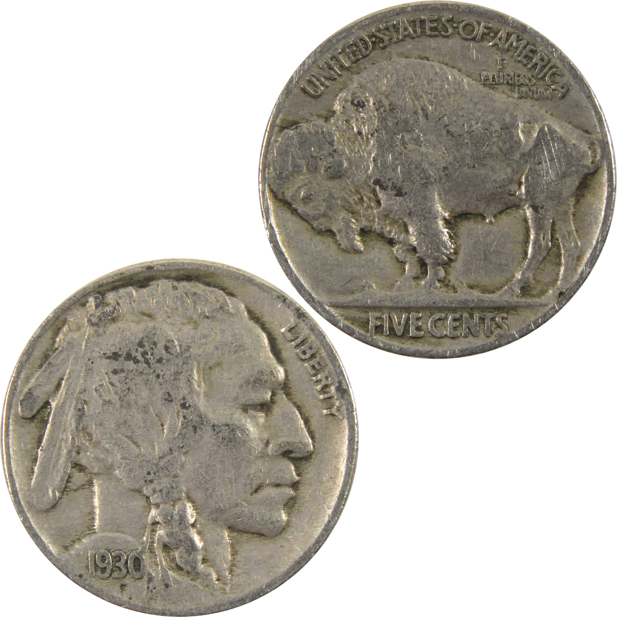 1930 Indian Head Buffalo Nickel AG About Good 5c Coin