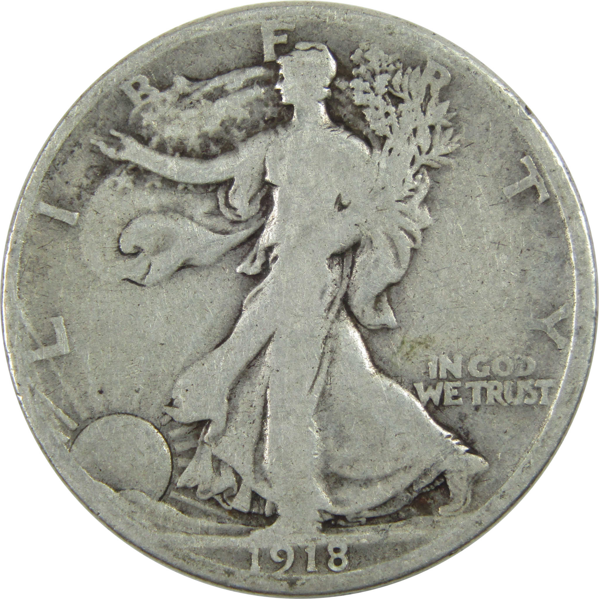 1918 S Liberty Walking Half Dollar G Good Silver 50c Coin SKU:I13061