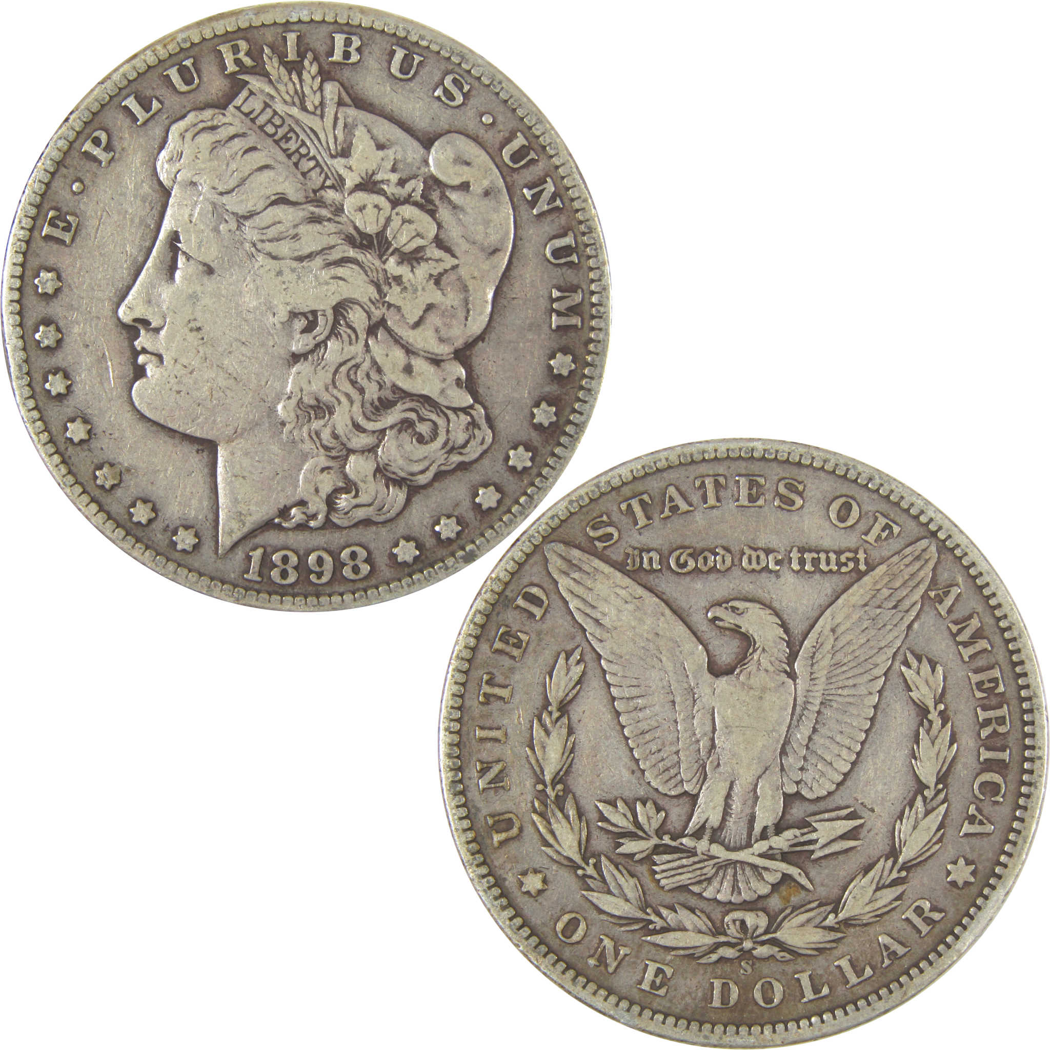 1898 S Morgan Dollar F Fine Silver $1 Coin SKU:I22560 - Morgan coin - Morgan silver dollar - Morgan silver dollar for sale - Profile Coins &amp; Collectibles