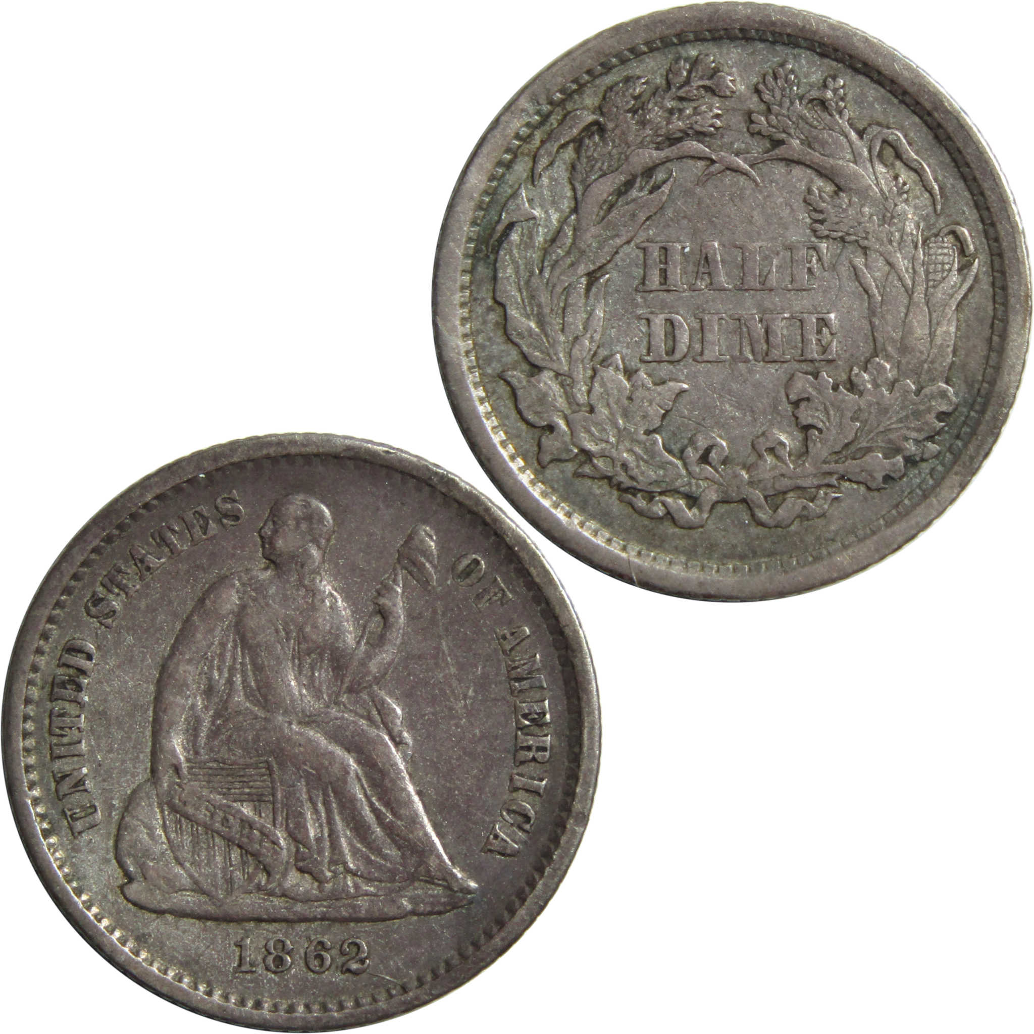 1862 Seated Liberty Half Dime VF Very Fine Silver 5c Coin SKU:I13240