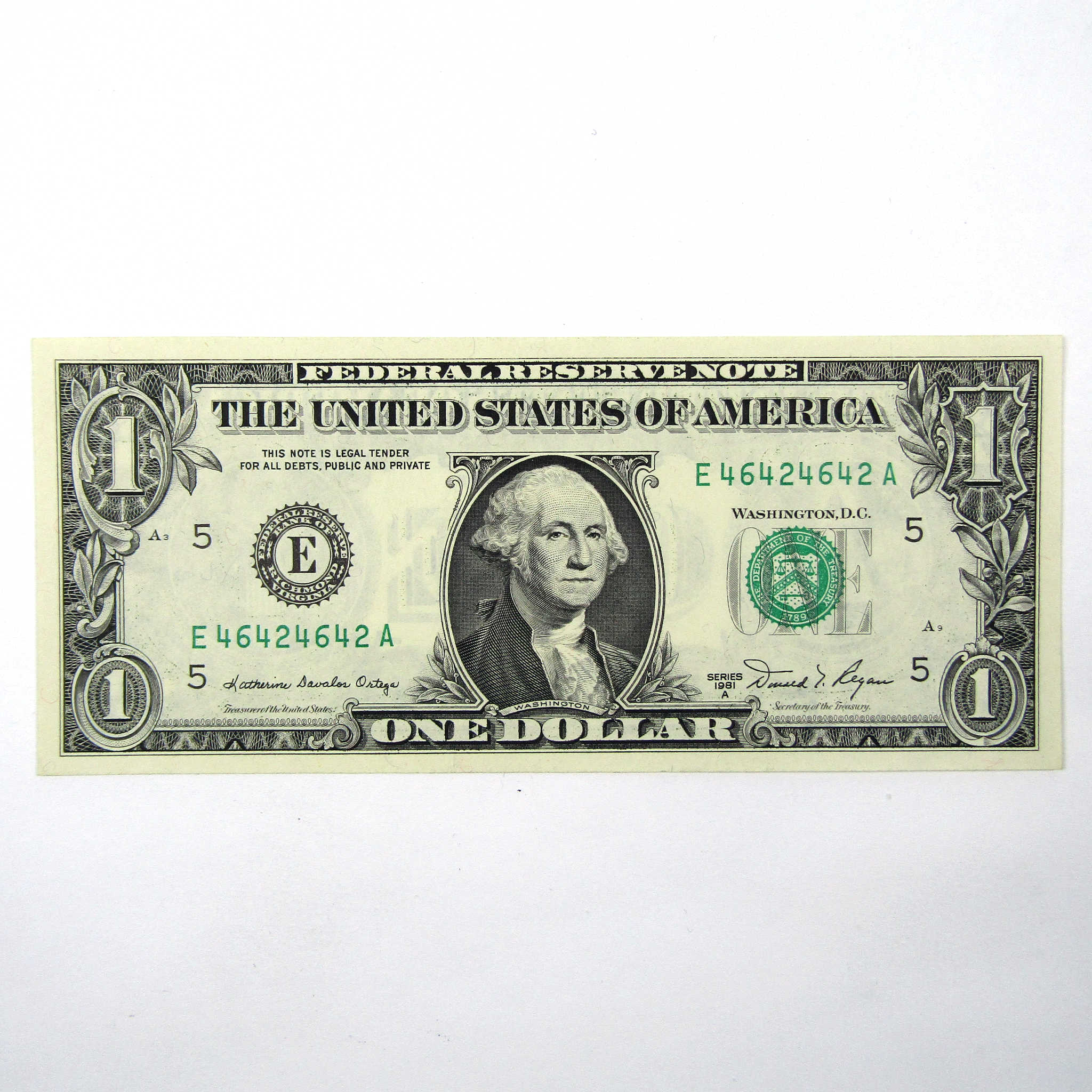 1981 A $1 Federal Reserve Note Richmond VA Repeater Note SKU:I14118