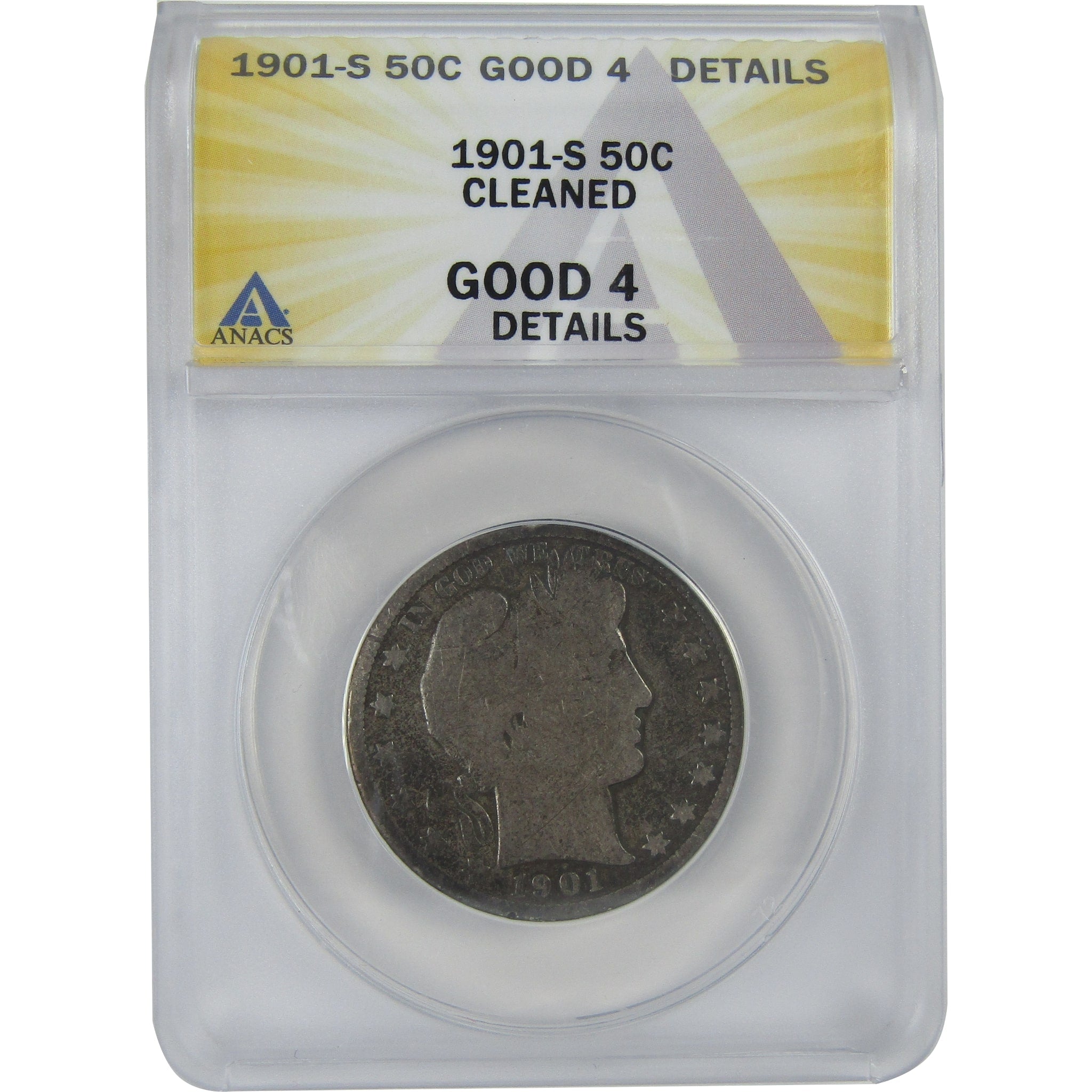 1901 S Barber Half Dollar G 4 Details ANACS Silver 50c Coin SKU:I16169