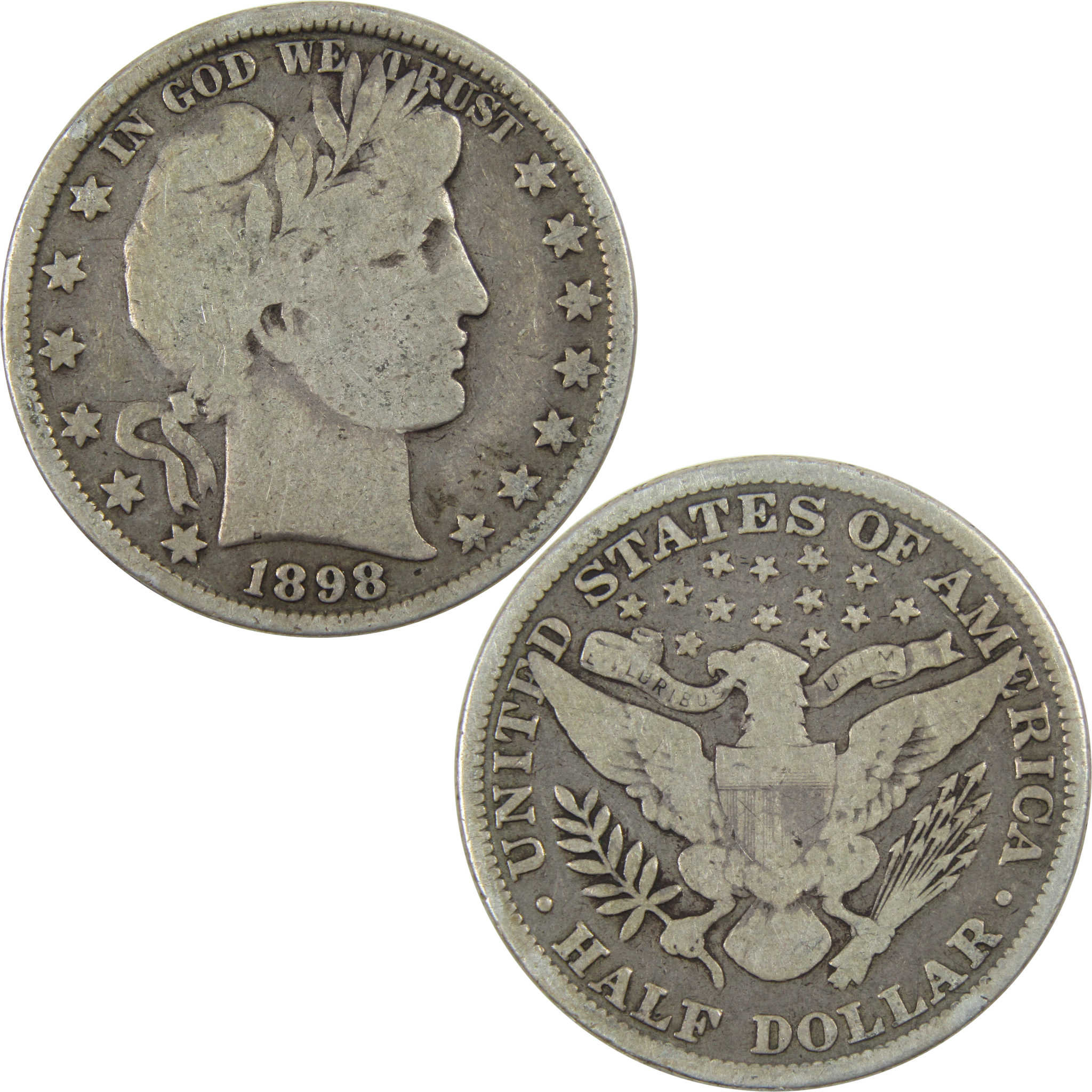 1898 Barber Half Dollar VG Very Good Silver 50c Coin SKU:I12485