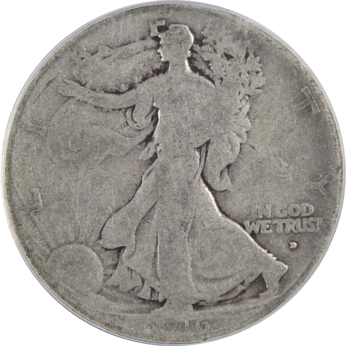 1916 D Obverse Liberty Walking Silver Half Dollar G 4 ICG SKU:I29074
