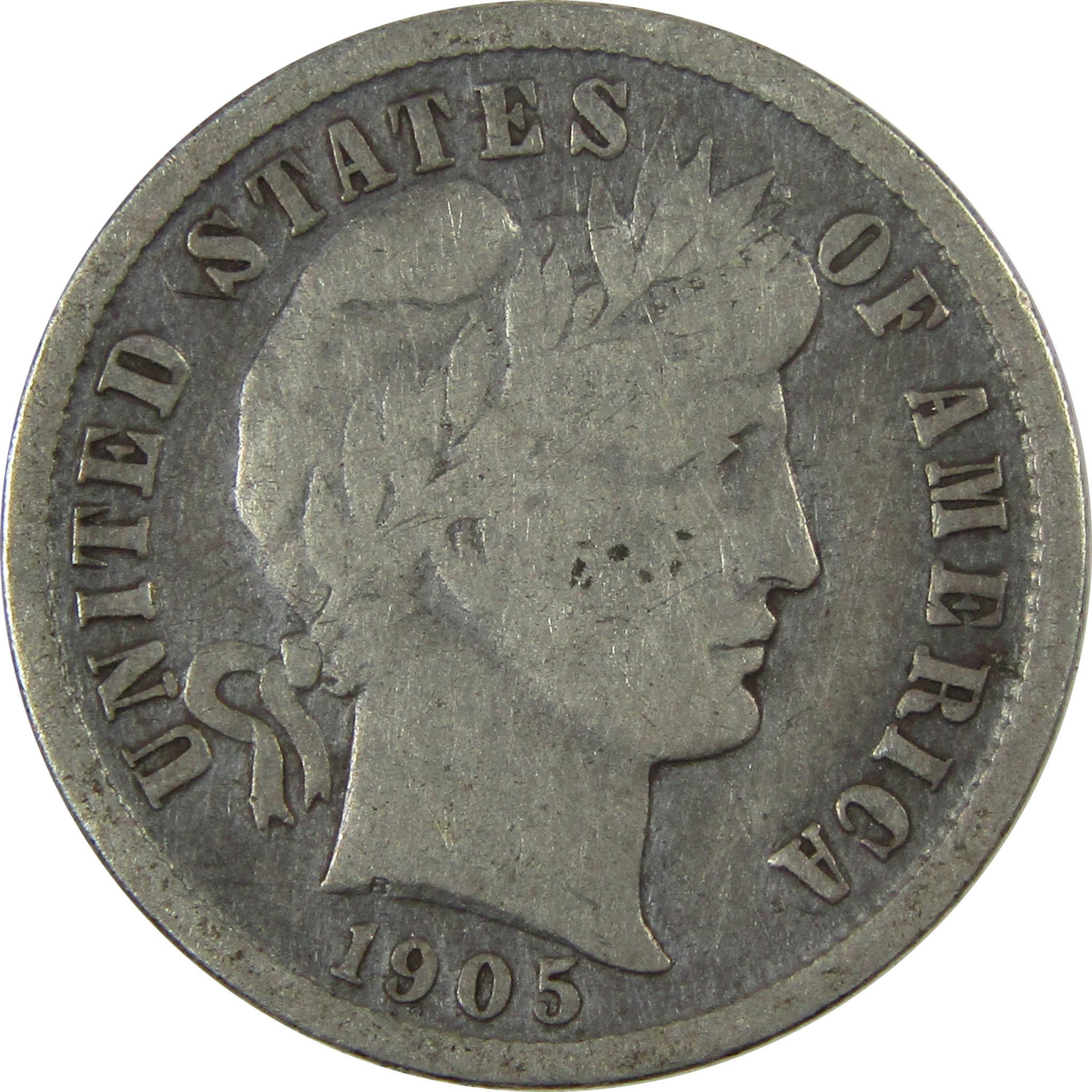 1905 Barber Silver Dime F Fine Details 10c Coin Collectible SKU:CP1042