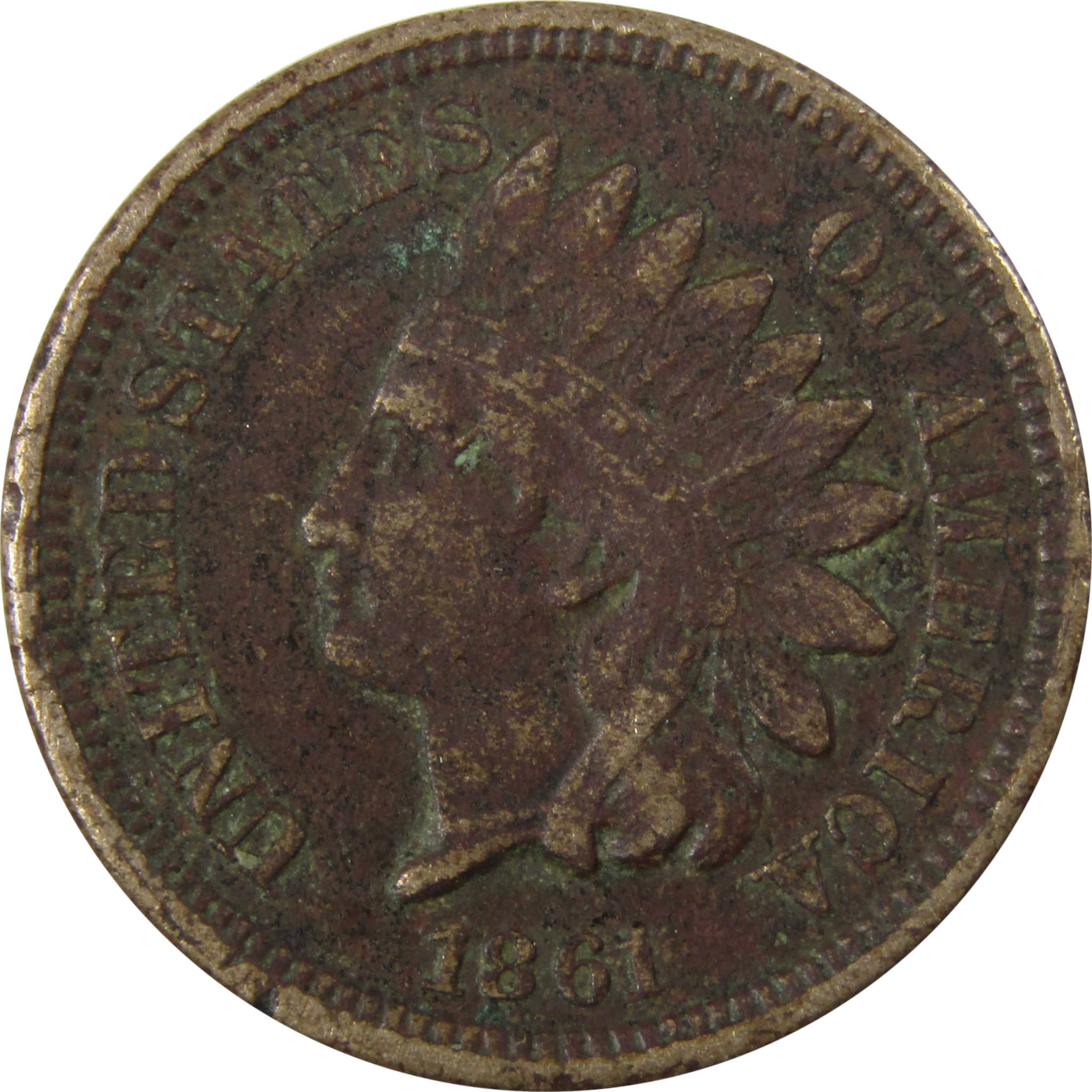 1861 Indian Head Cent F Fine Details Penny 1c Coin SKU:CP1193
