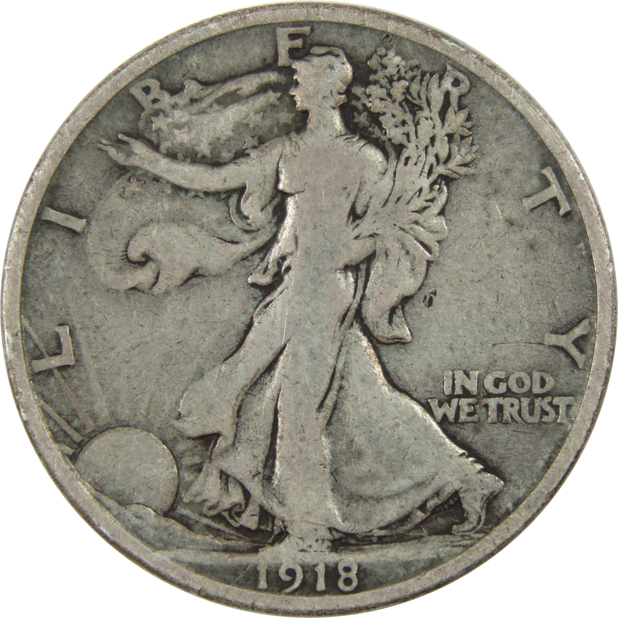 1918 S Liberty Walking Half Dollar VG Very Good Silver SKU:I13026