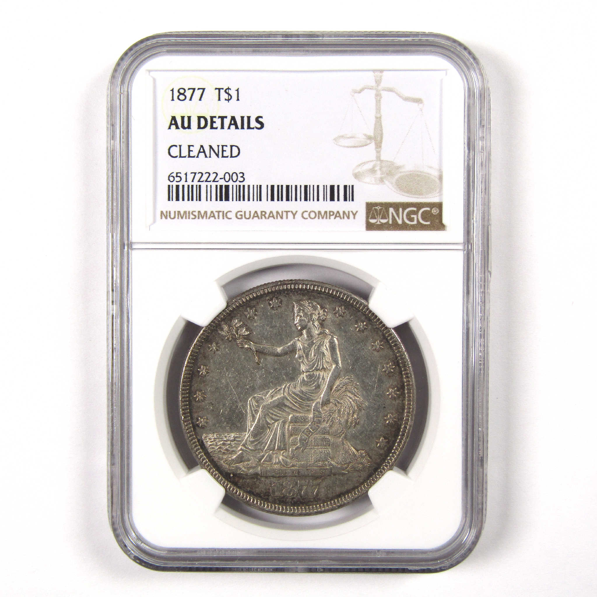 1877 Trade Dollar AU About Uncirculated Details NGC Silver SKU:I11665