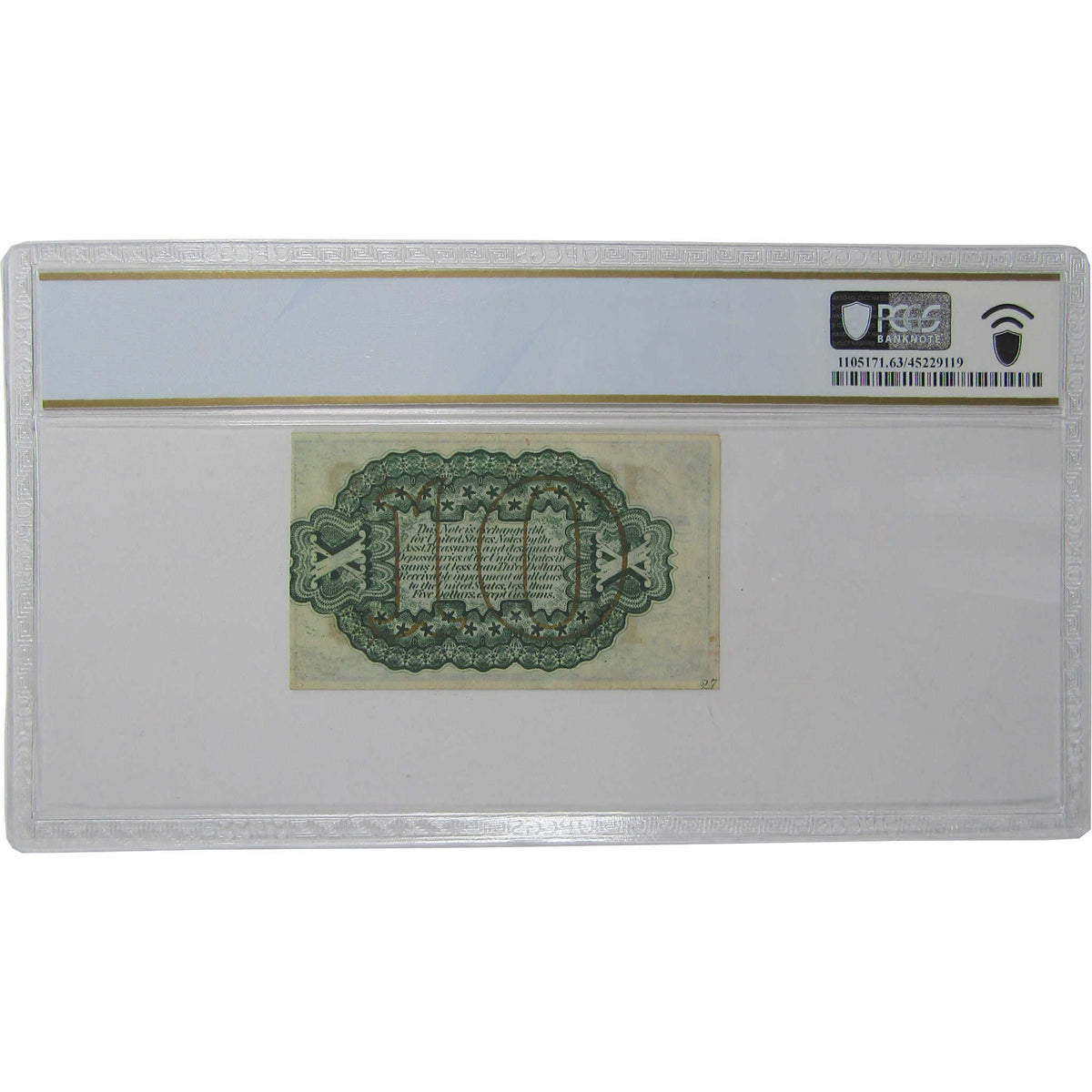 10c Fractional Note Third Issue Fr 1255 Choice Uncirculated 63 PCGS