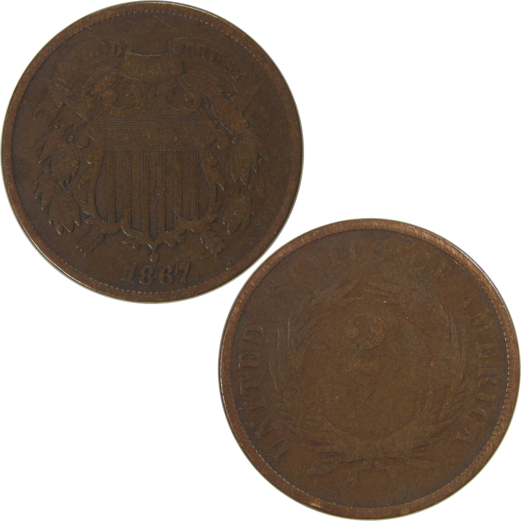 1867 Two Cent Piece VG Very Good 2c Coin SKU:CPC0778