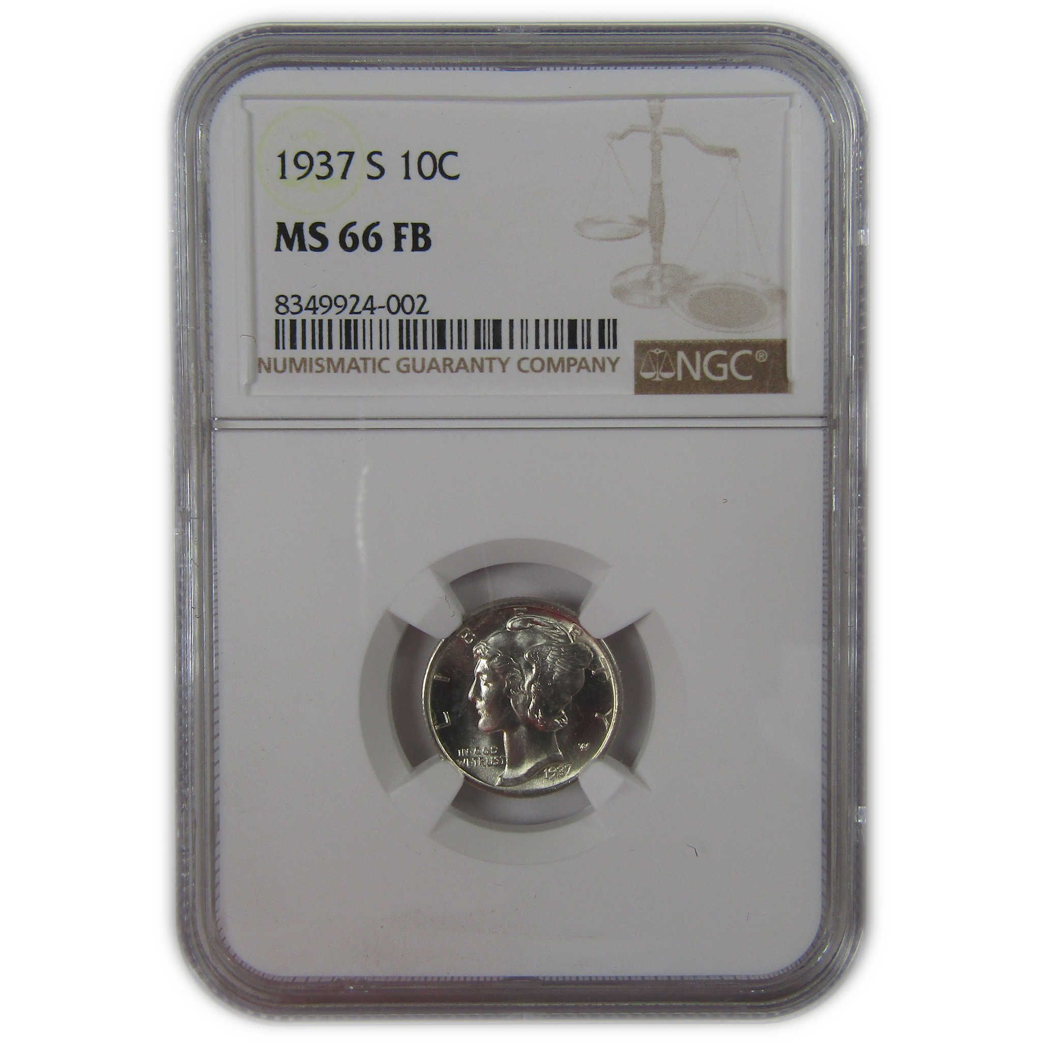 1937 S Mercury Dime MS 66 FB NGC Silver Uncirculated SKU:I23192