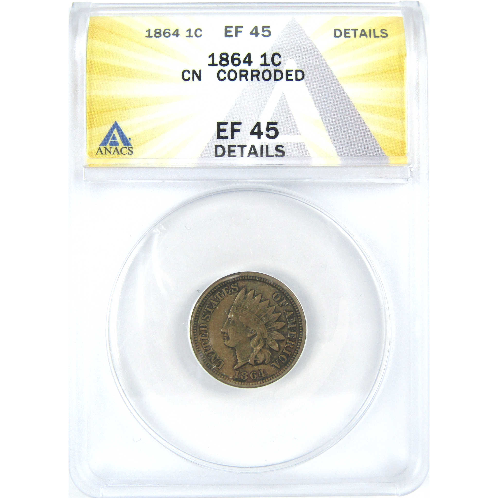 1864 Indian Head Cent EF 45 Details ANACS Copper-Nickel SKU:I16068