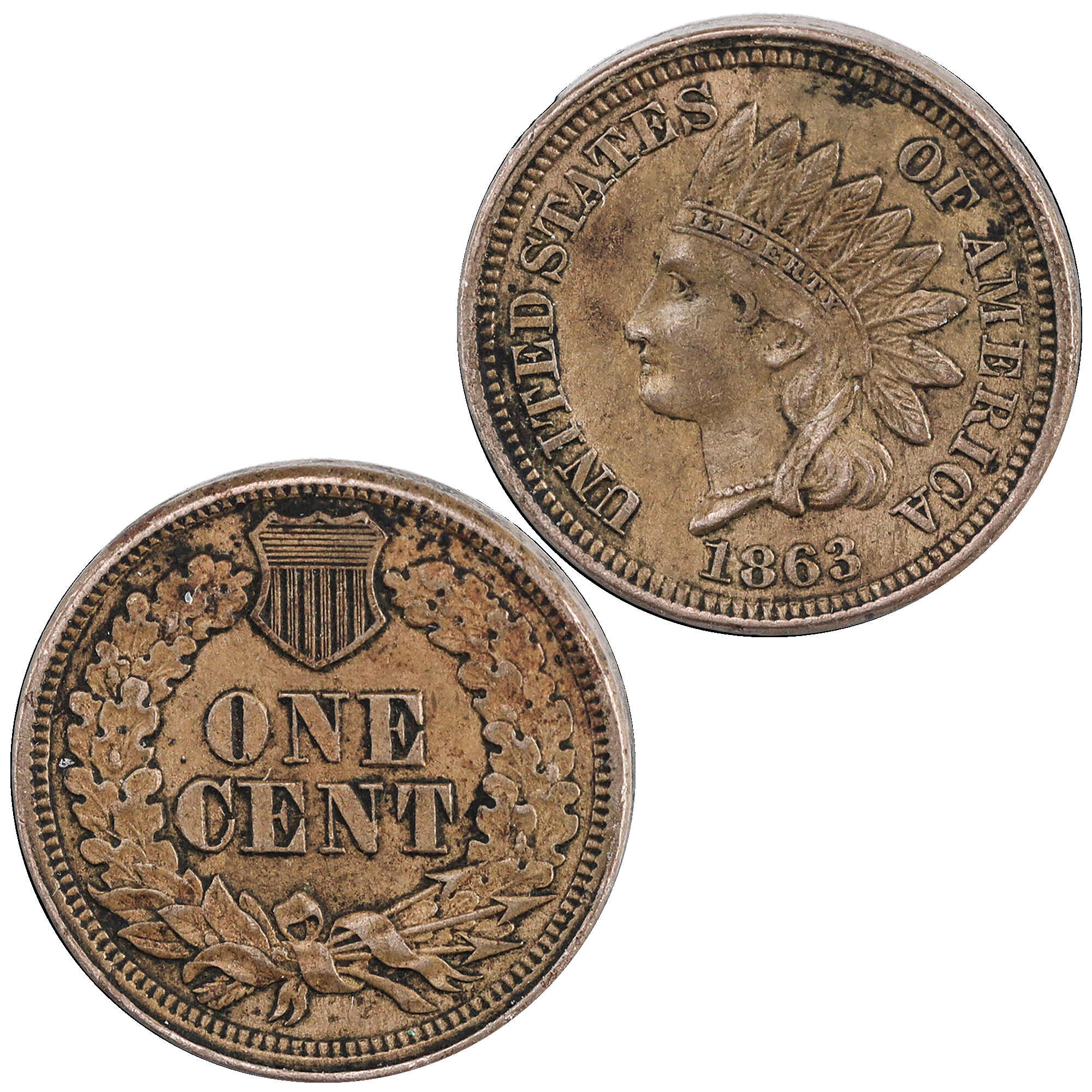 1863 Indian Head Cent XF EF Extremely Fine Copper-Nickel SKU:I12405