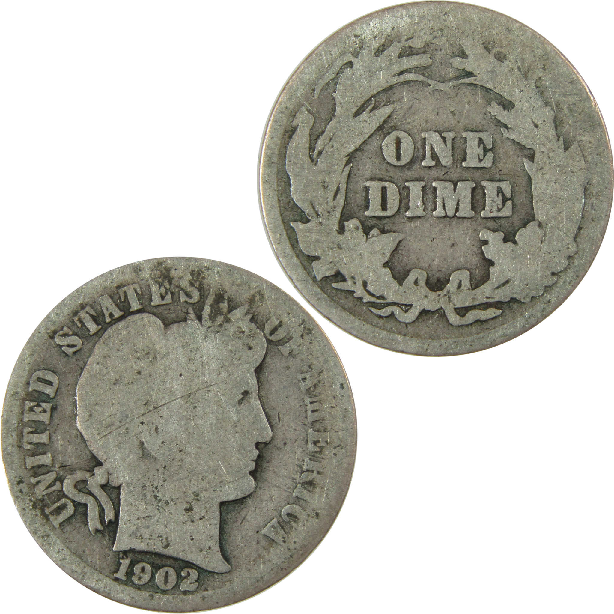 1902 Barber Silver Dime AG About Good 10c Coin Collectible SKU:CP723