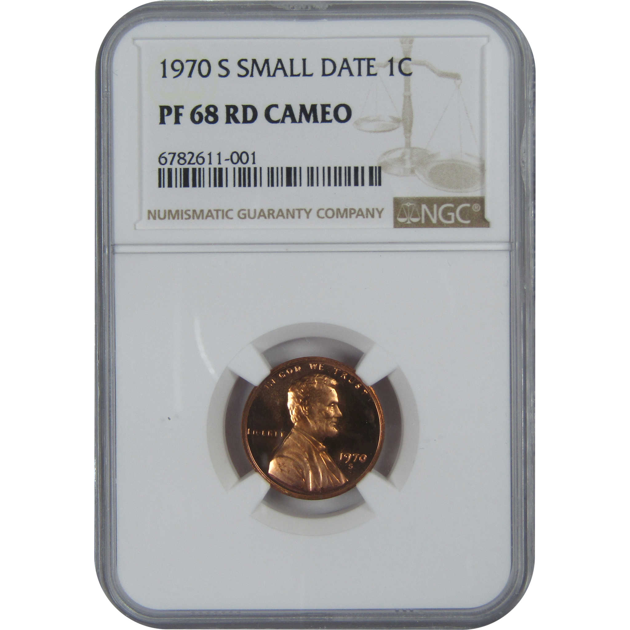 1970 S Small Date Lincoln Memorial Cent PF 68 RD Cameo NGC Penny