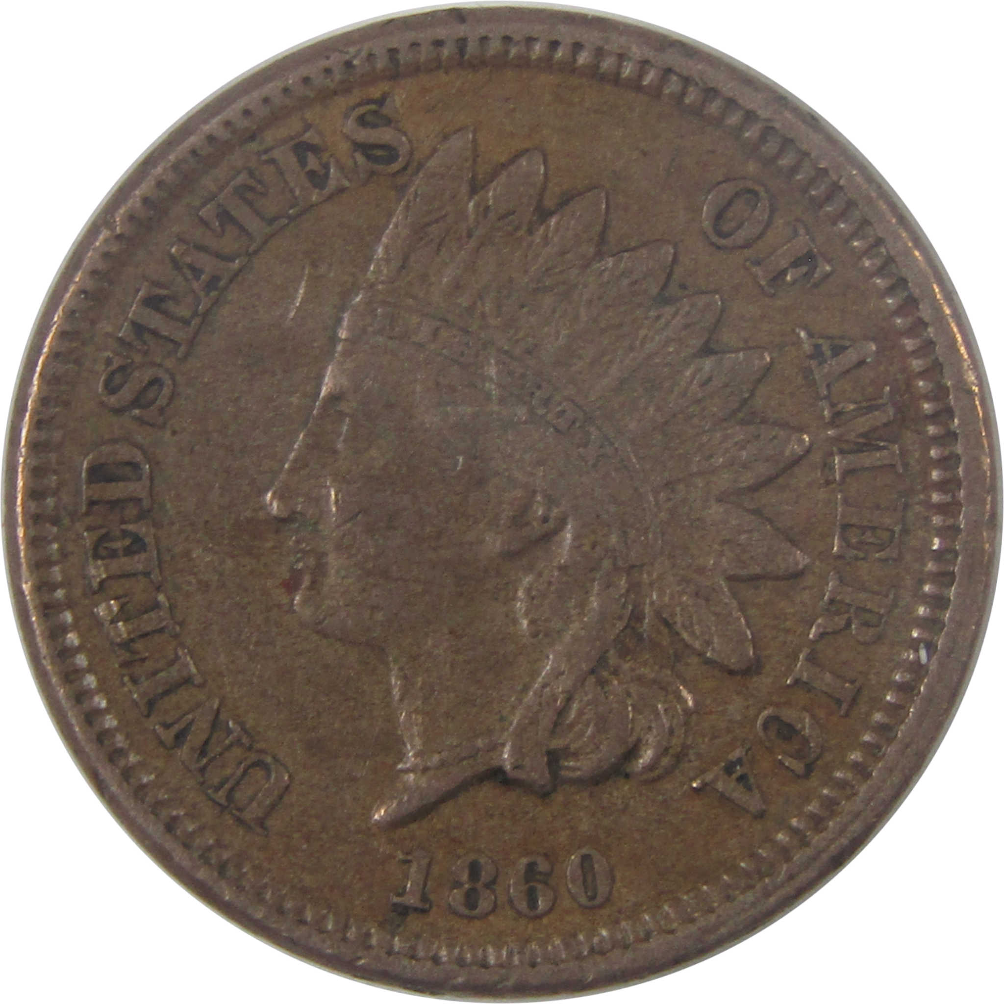 1860 Pointed Bust Indian Head Cent XF EF Extremely Fine SKU:I17373