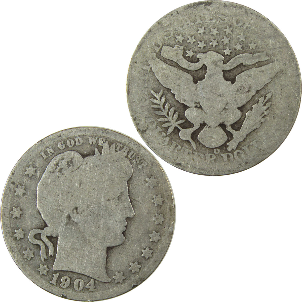1904 O Barber Silver Quarter G Good Details 25c Coin SKU:I28528