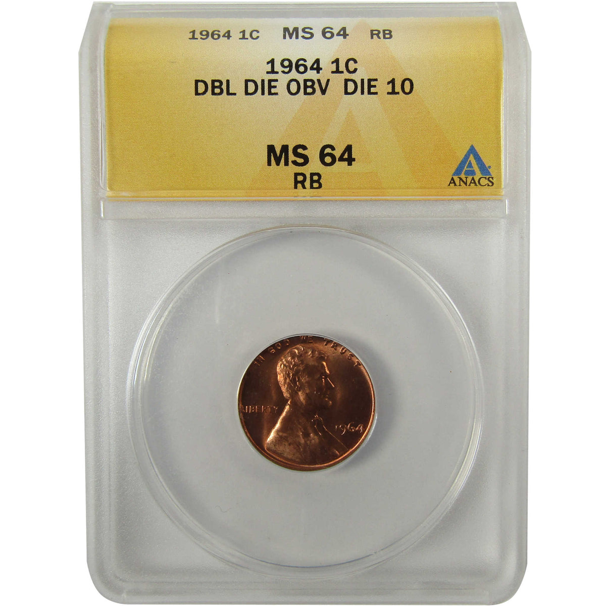 1964 DDO Lincoln Memorial 1c MS 64 RB ANACS SKU:CP1672