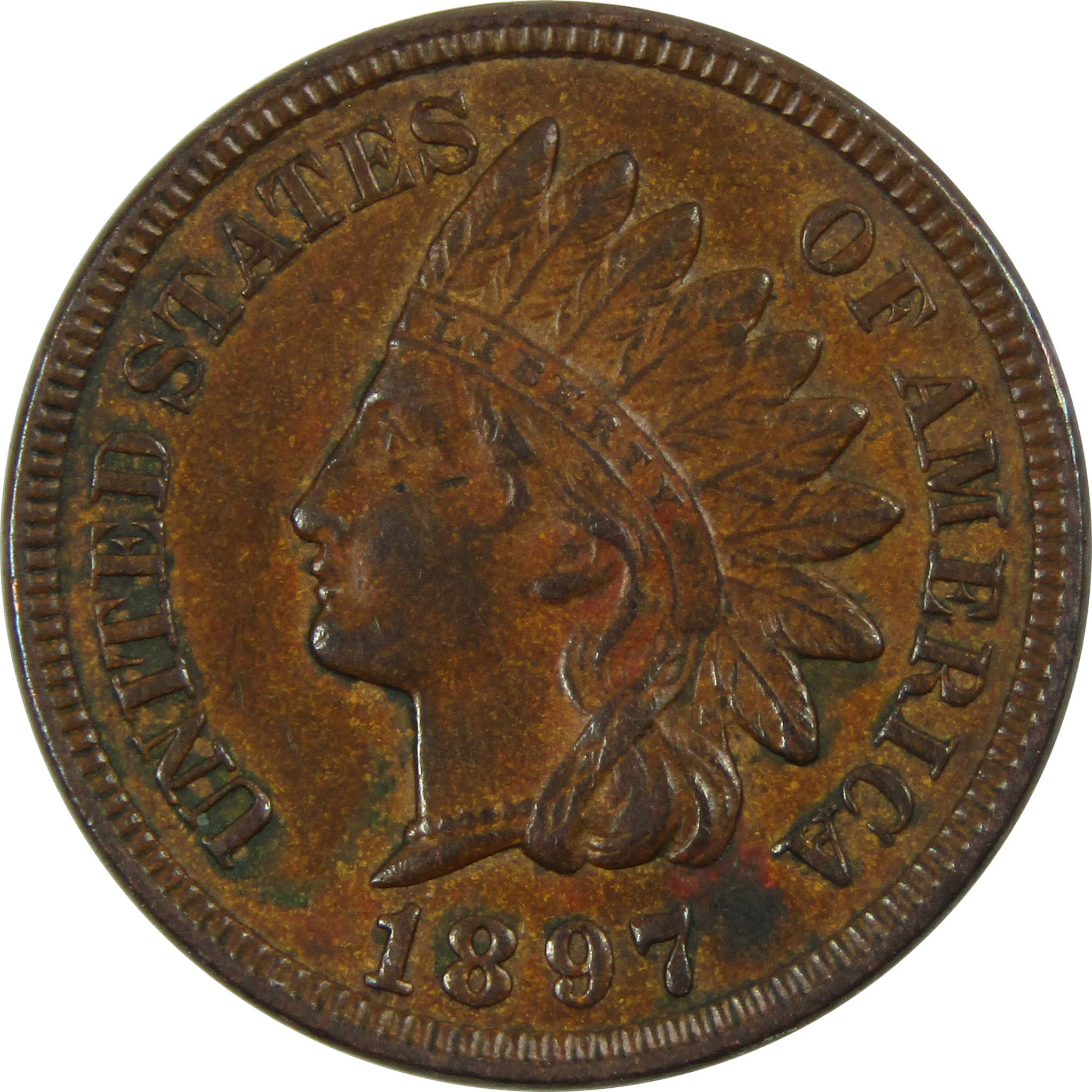 1897 Indian Head Cent AU About Uncirculated Penny 1c Coin SKU:I12492