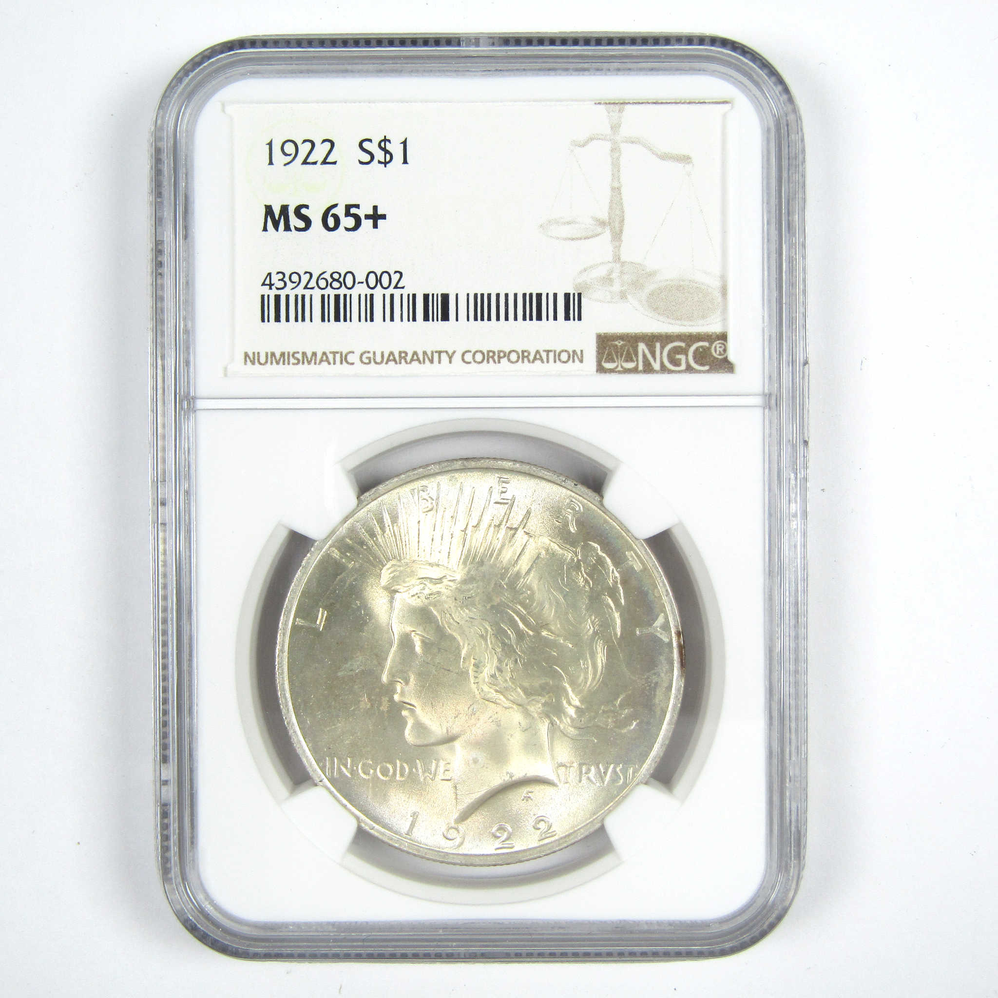 1922 Peace Dollar MS 65+ NGC Silver $1 Uncirculated Coin SKU:CPC8597