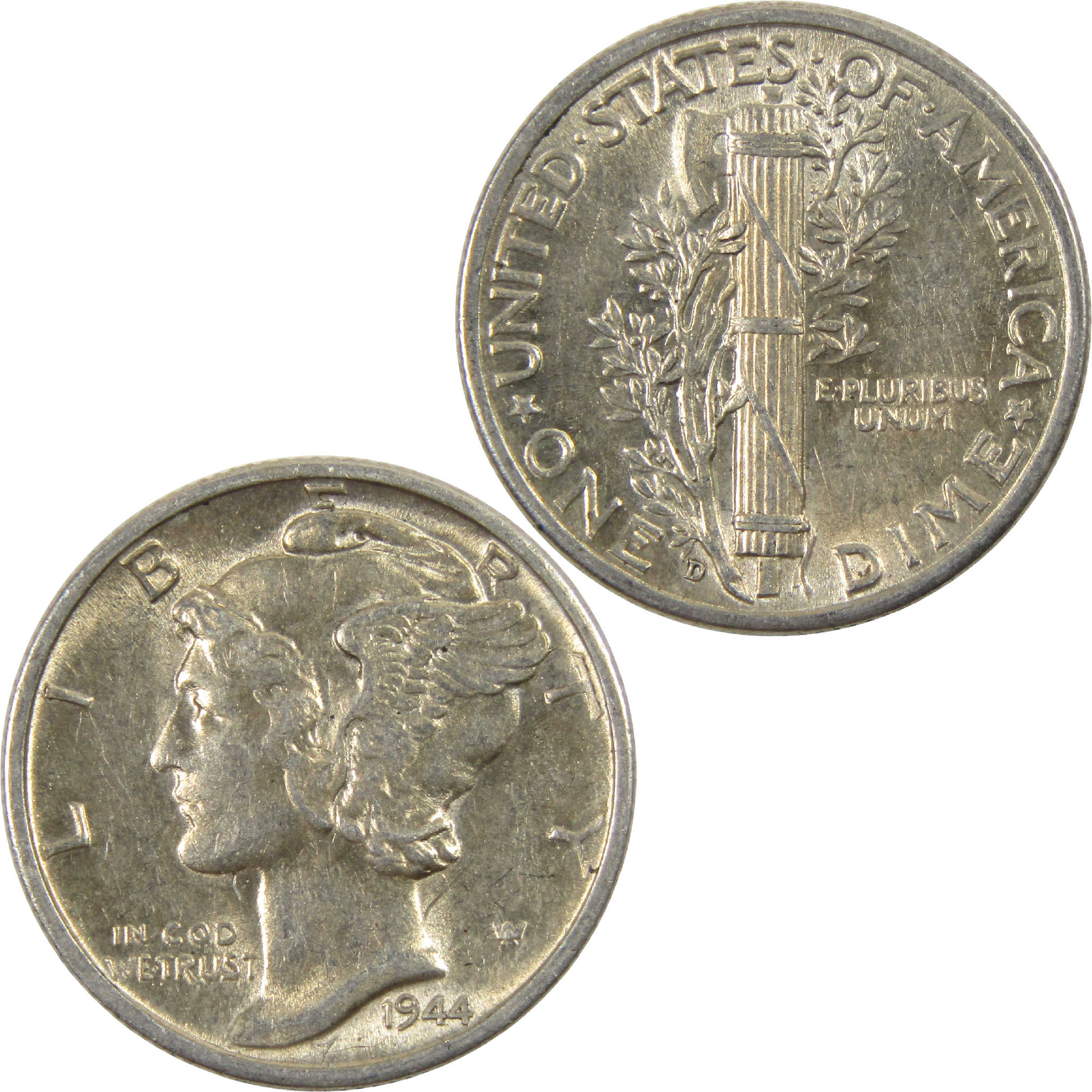 1944 D Mercury Dime AU About Uncirculated Silver 10c Coin