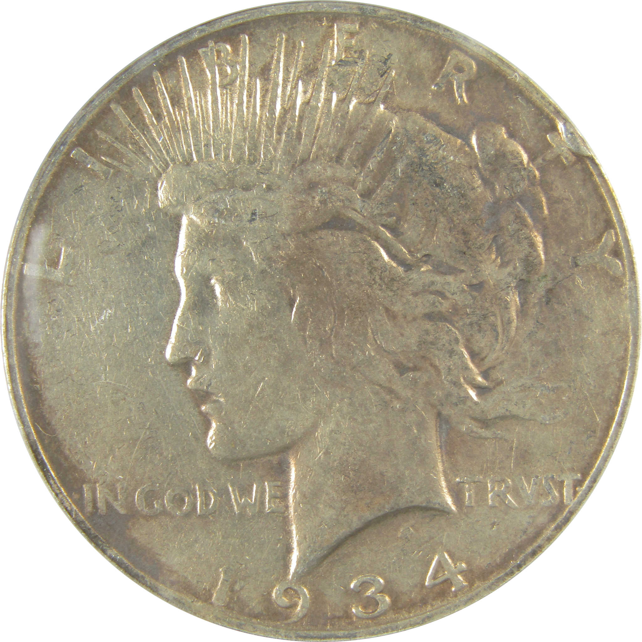 1934 D Peace Dollar F 12 Details ANACS Silver $1 Coin SKU:I21554