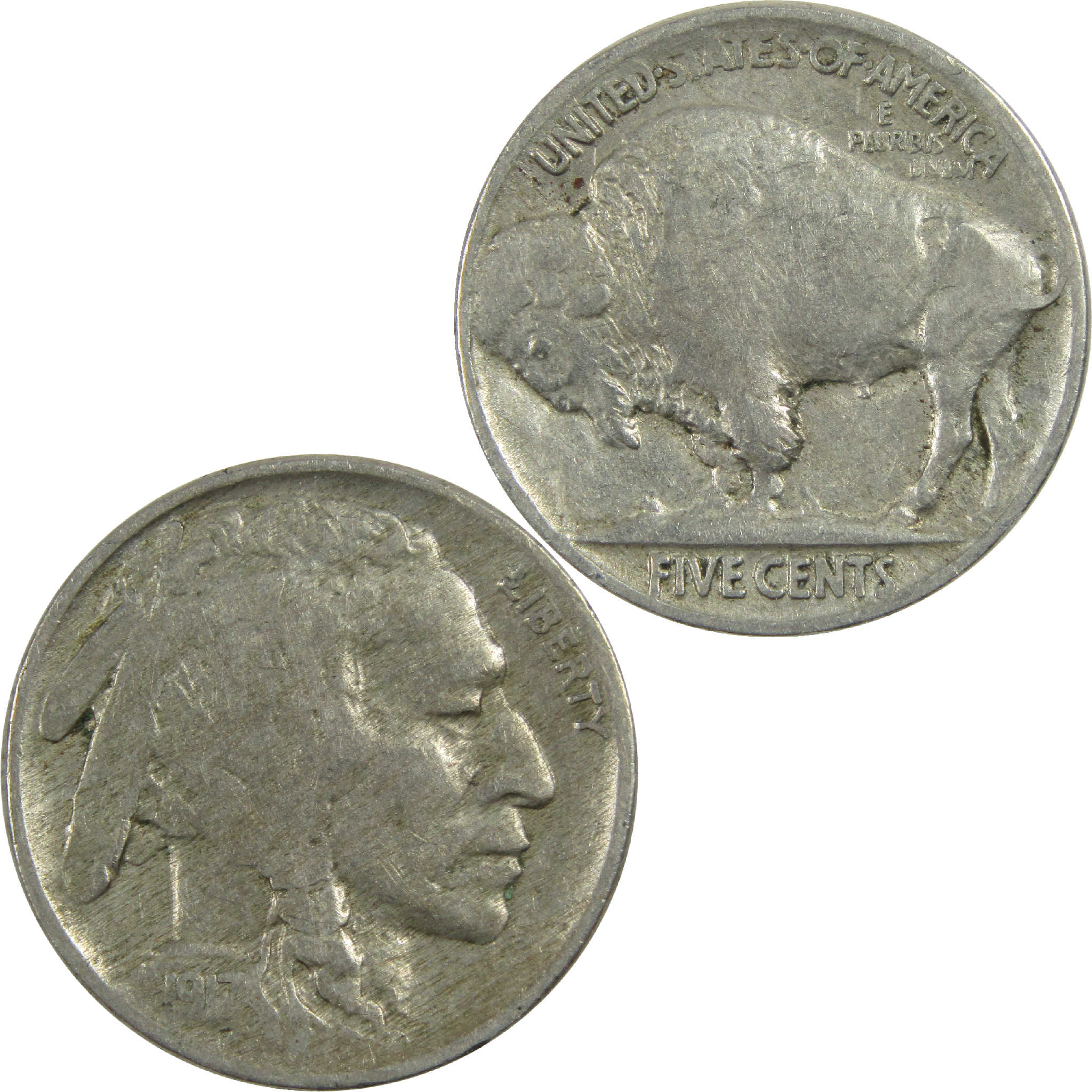 1917 Indian Head Buffalo Nickel F Fine 5c Coin SKU:I13531