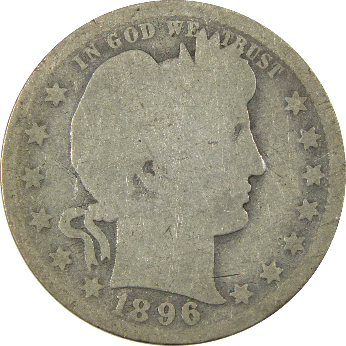 1896 O Barber Silver Quarter G Good Details 25c Coin SKU:I28535