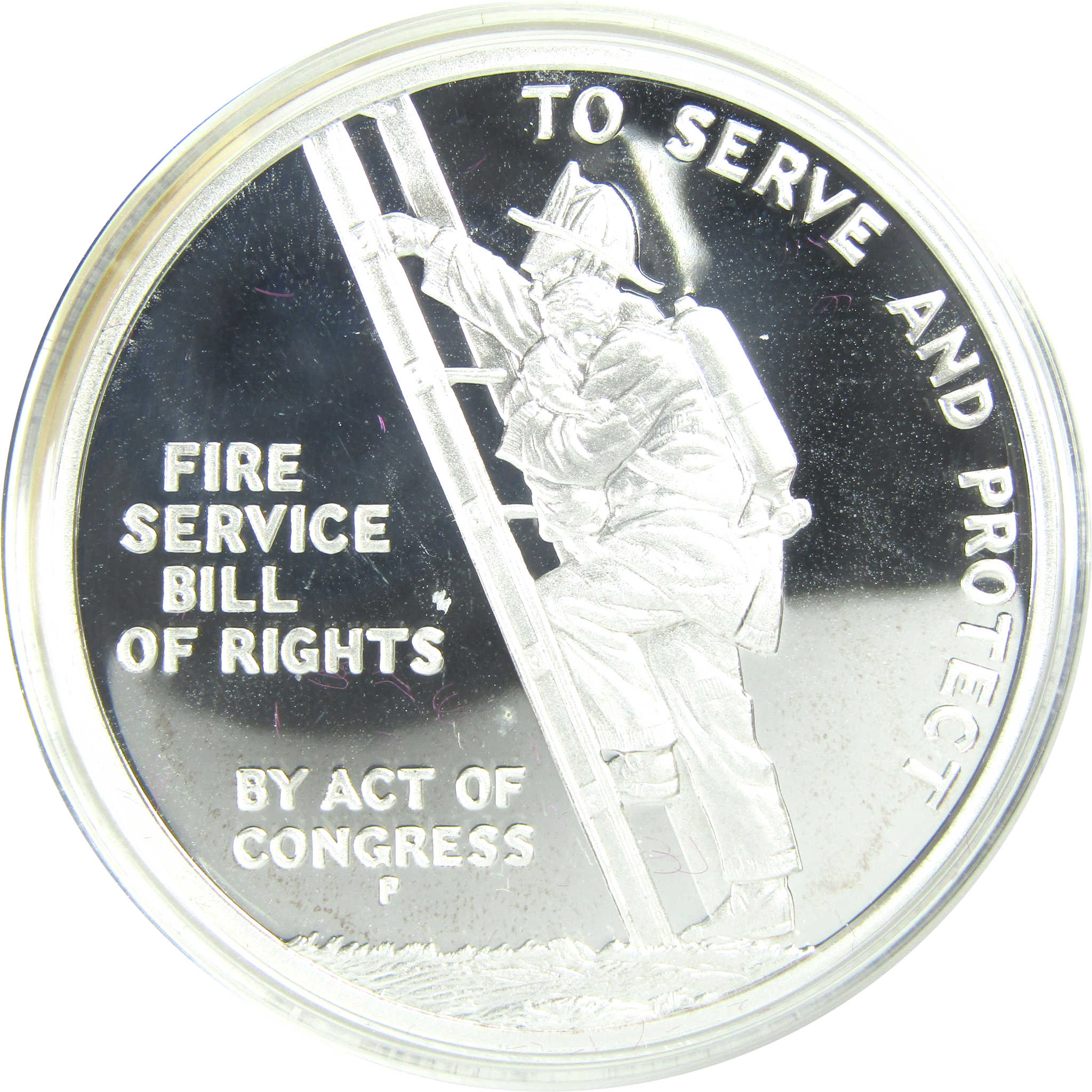 1992 P Ben Franklin Firefighters 1 oz Silver Proof Medal SKU:CPC9323