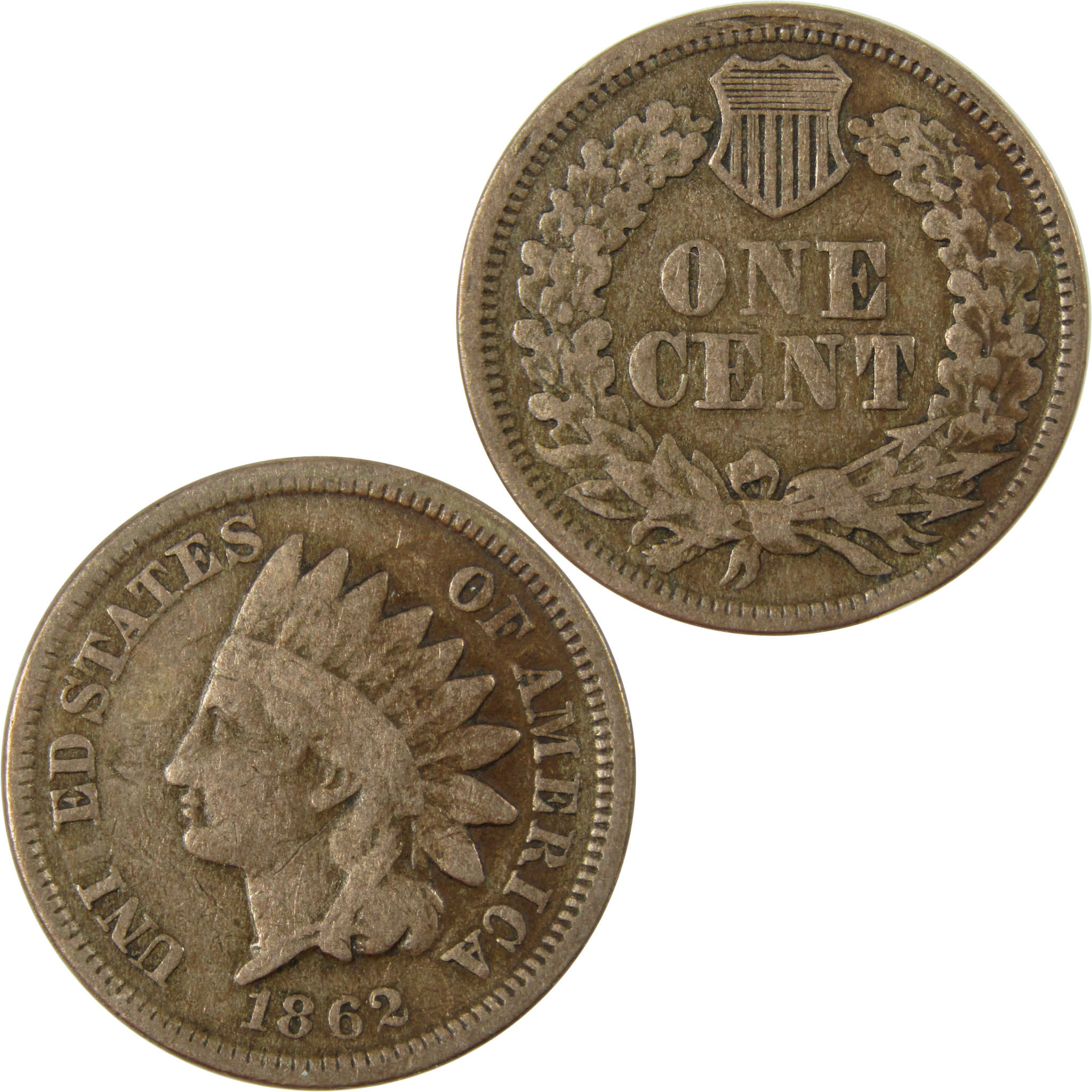 1862 Indian Head Cent VG Very Good Details Penny 1c Coin SKU:CP1238