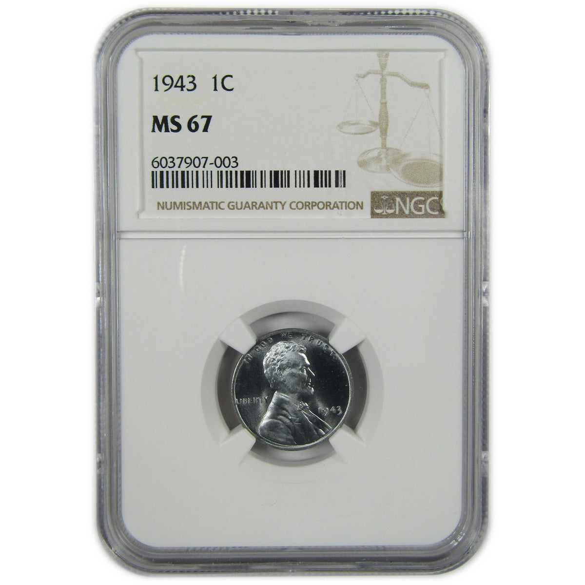 1943 Lincoln Wheat Steel Cent MS 67 NGC Penny 1c Coin SKU:I28796