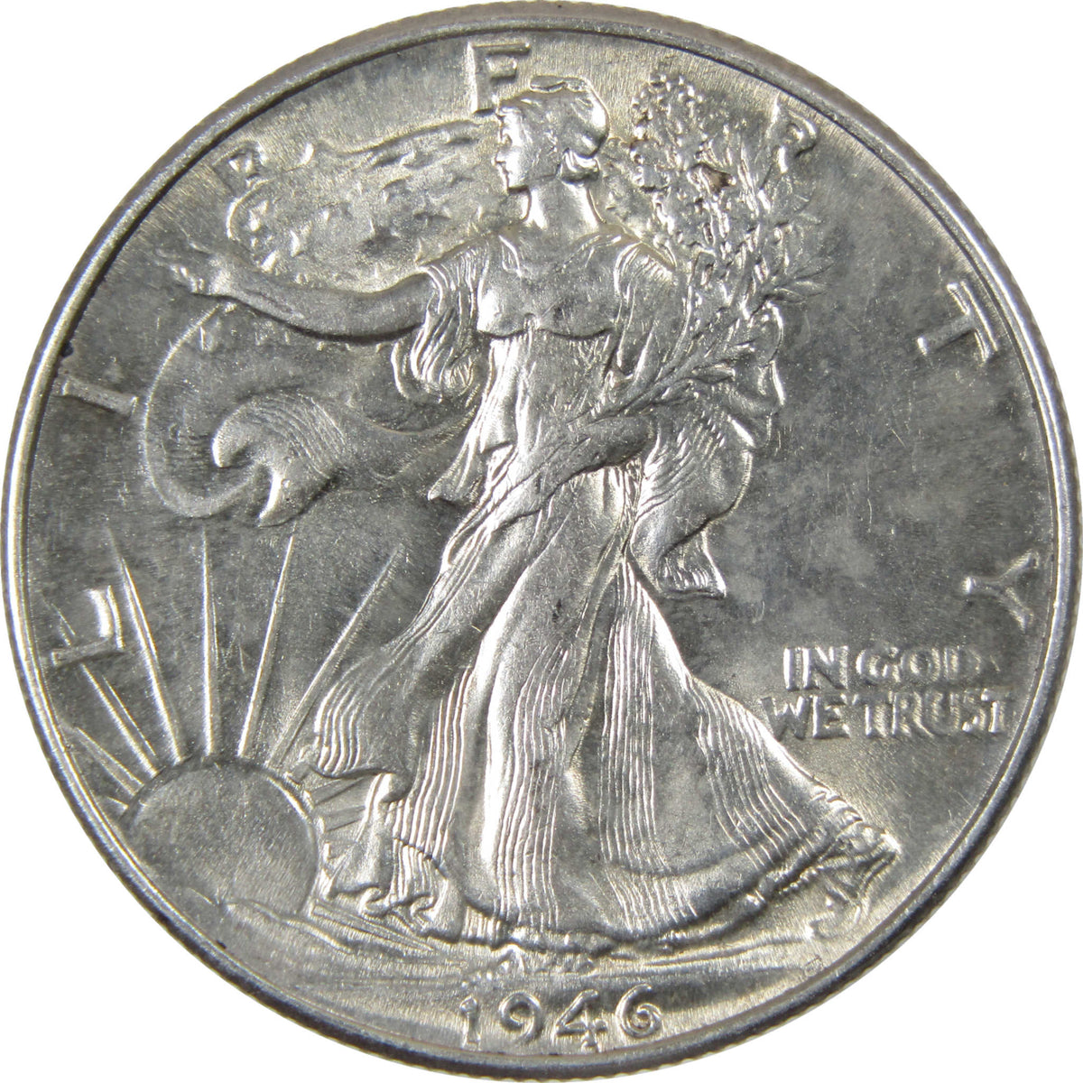 1946 Liberty Walking Silver 50c Borderline Uncirculated SKU:I28676