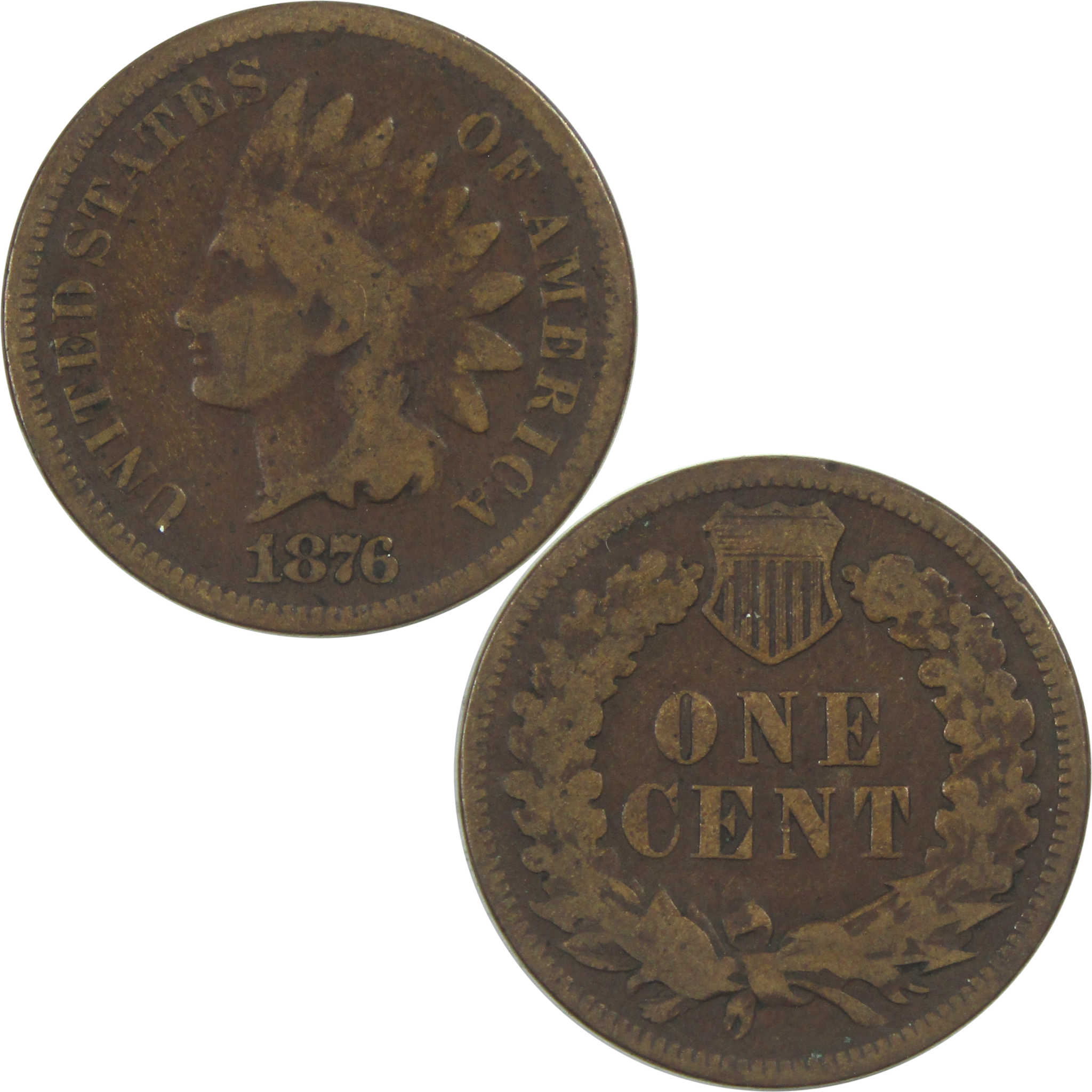 1876 Indian Head Cent G Good Penny 1c Coin SKU:I15552