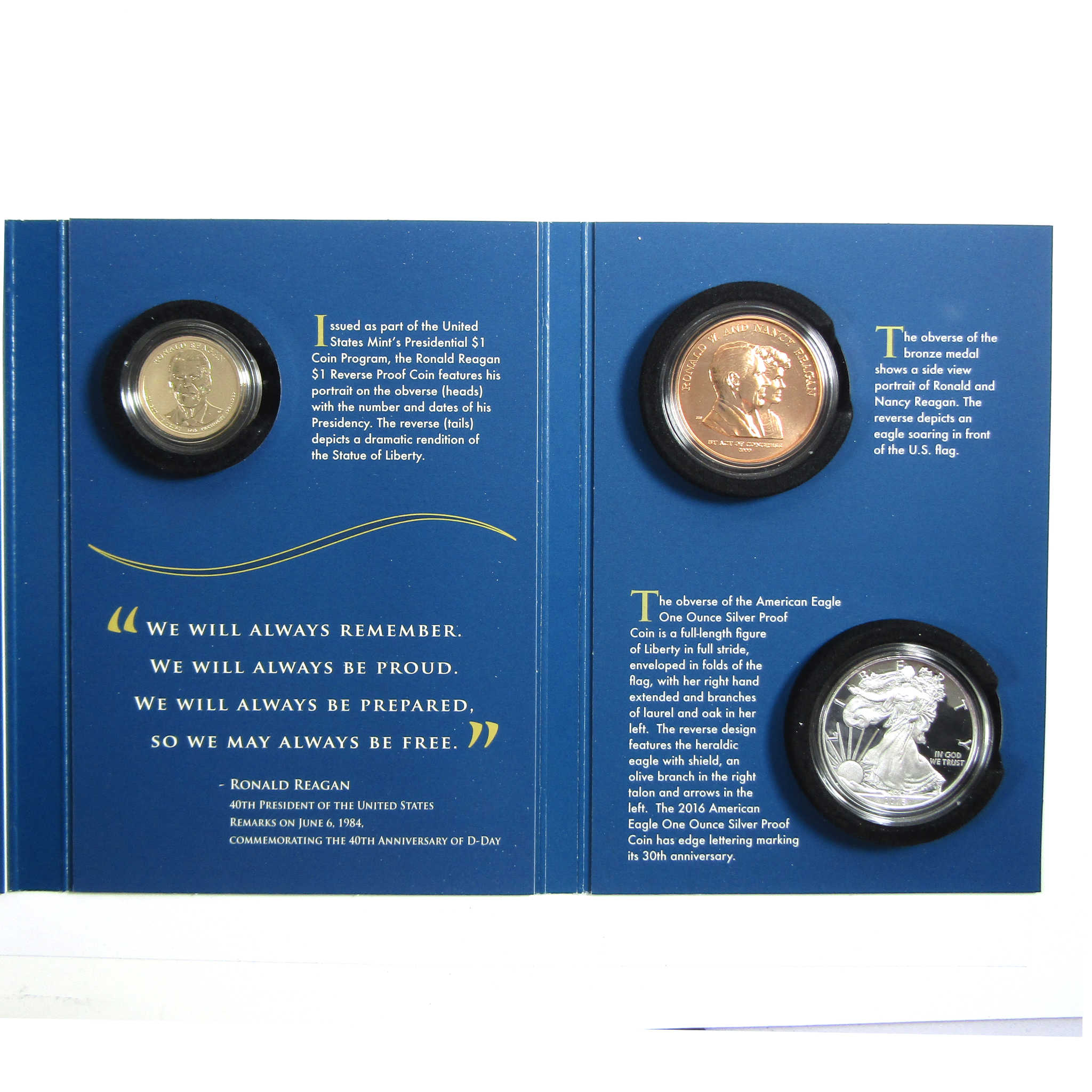 2016 Ronald Reagan Coin and Chronicles Set OGP COA SKU:CPC3913