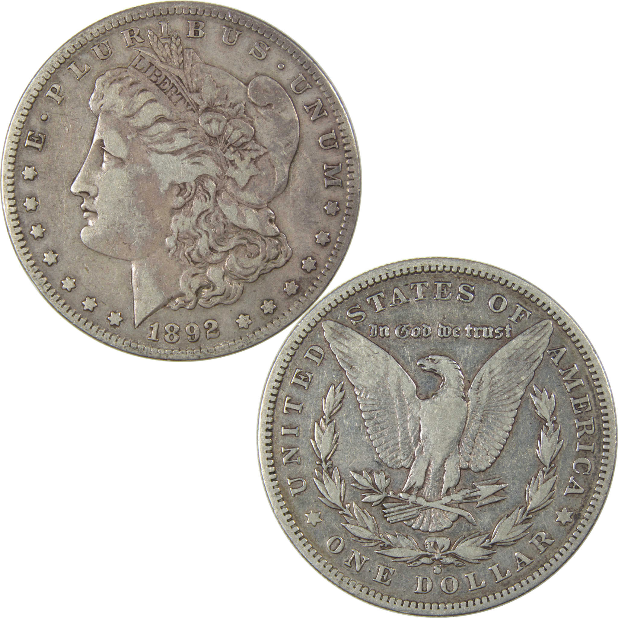 1892 S Morgan Dollar VF Very Fine Silver $1 Coin SKU:I23696